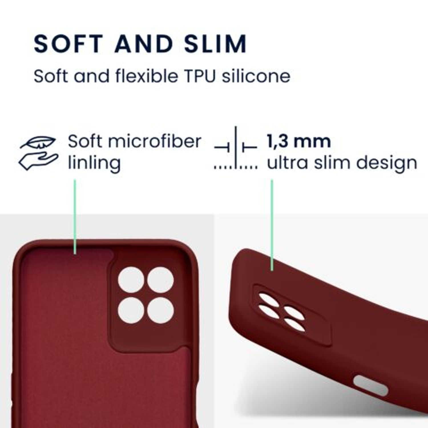 Husa Kwmobile pentru Realme 8i, Silicon, Rosu, 58293.187 fotografia produsului View 2 L