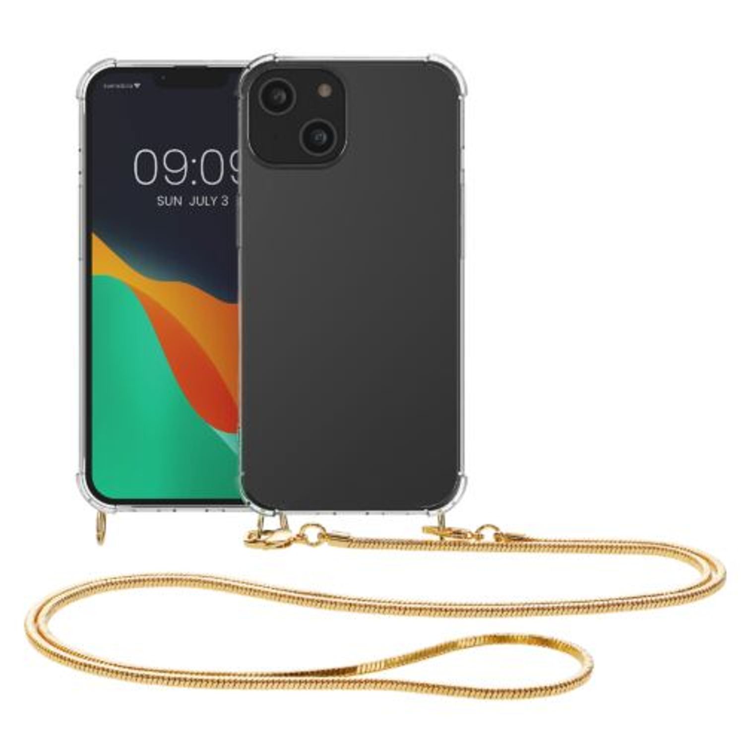 Husa Kwmobile pentru Apple iPhone 14, Silicon, Transparent/Auriu, 59101.21 fotografia produsului