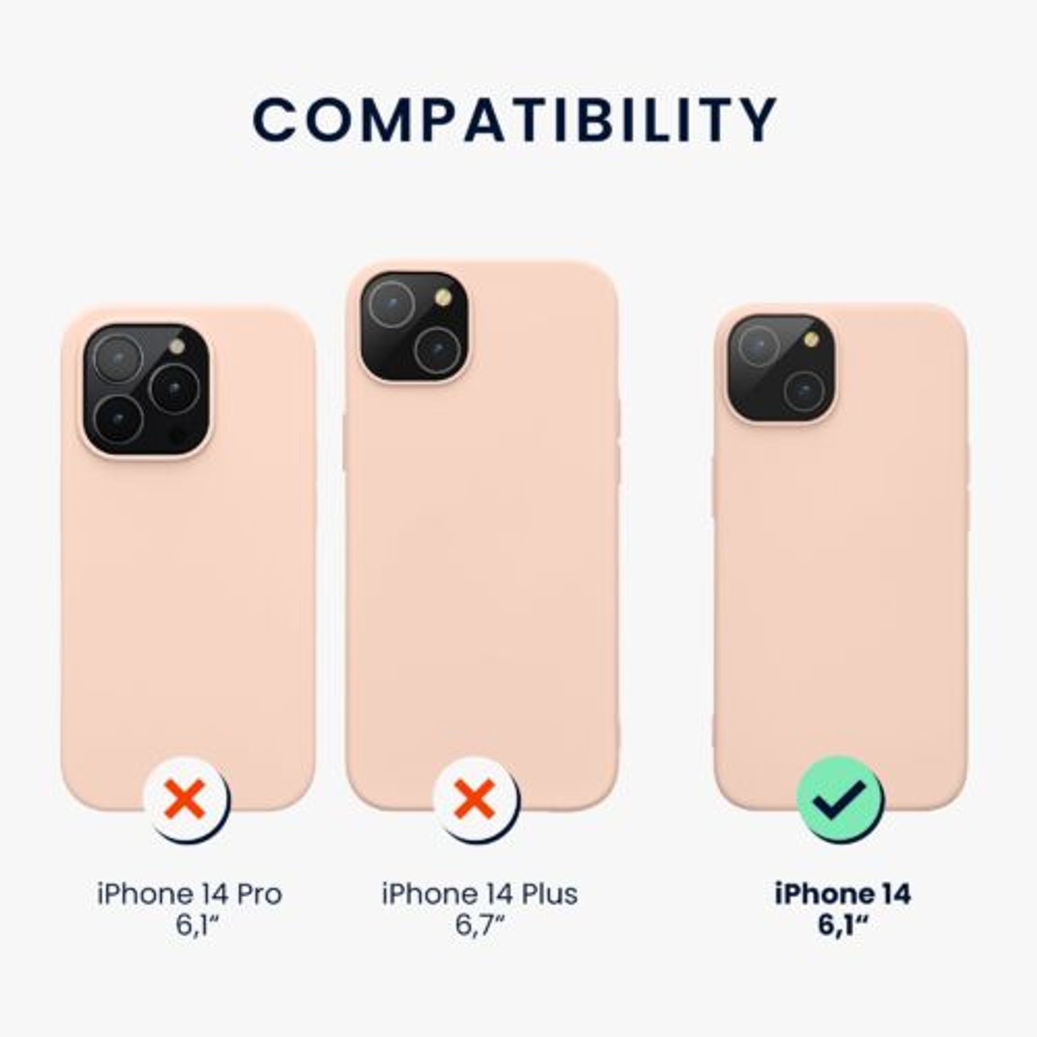 Husa Kwmobile pentru Apple iPhone 14, Silicon, Crem, 59079.225 fotografia produsului View 2 L