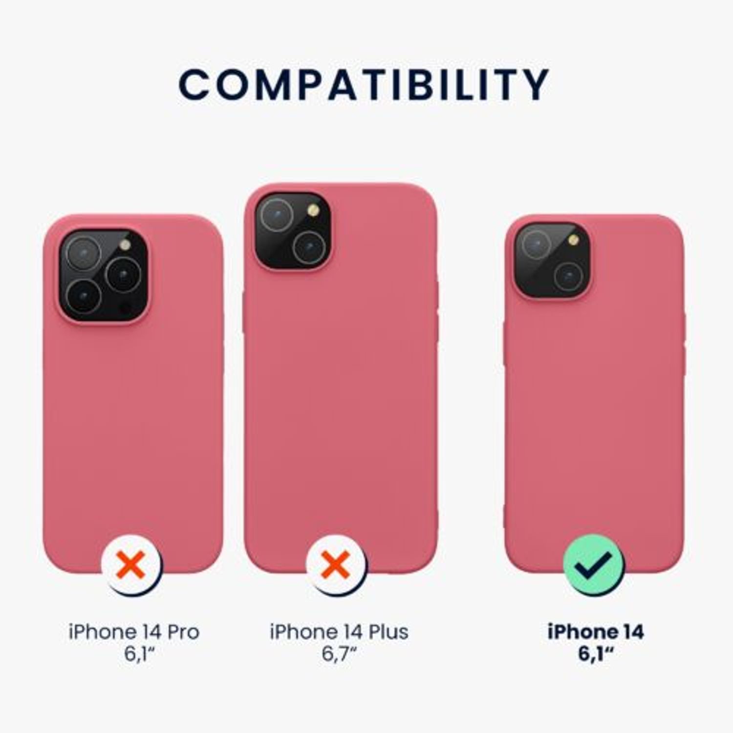 Husa Kwmobile pentru Apple iPhone 14, Silicon, Roz, 59079.212 fotografia produsului View 2 L