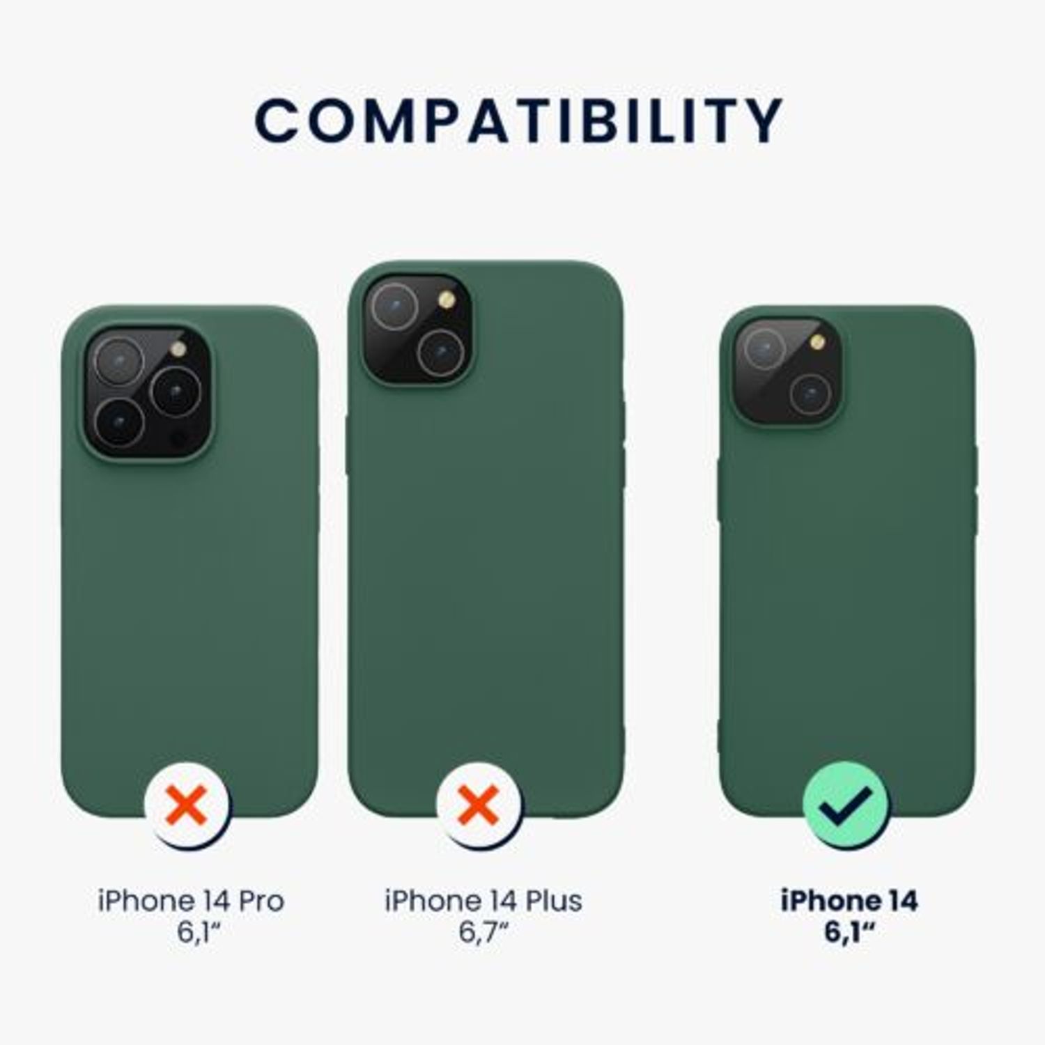 Husa Kwmobile pentru Apple iPhone 14, Silicon, Verde, 59079.166 fotografia produsului View 4 L