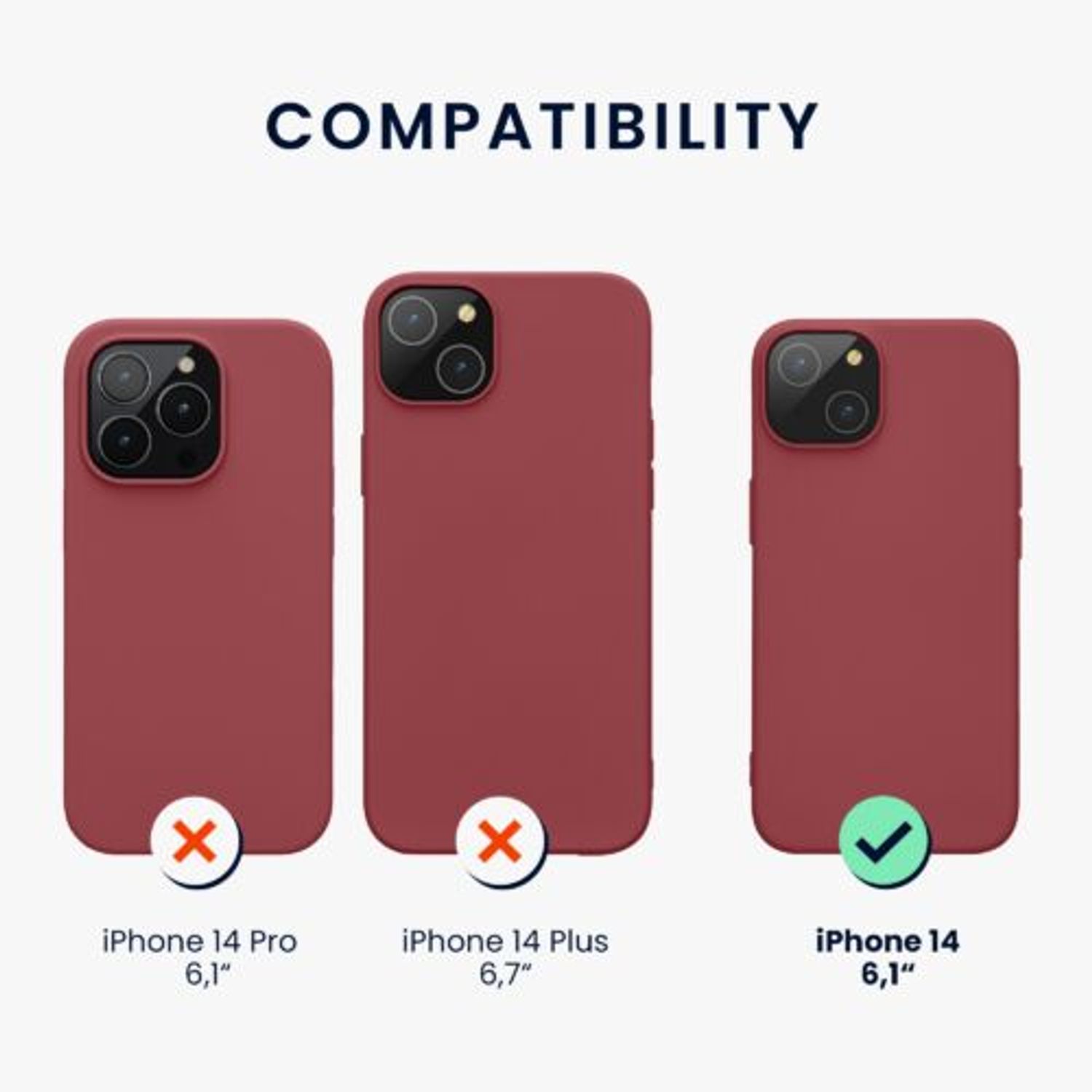 Husa Kwmobile pentru Apple iPhone 14, Silicon, Rosu, 59079.167 fotografia produsului View 2 L