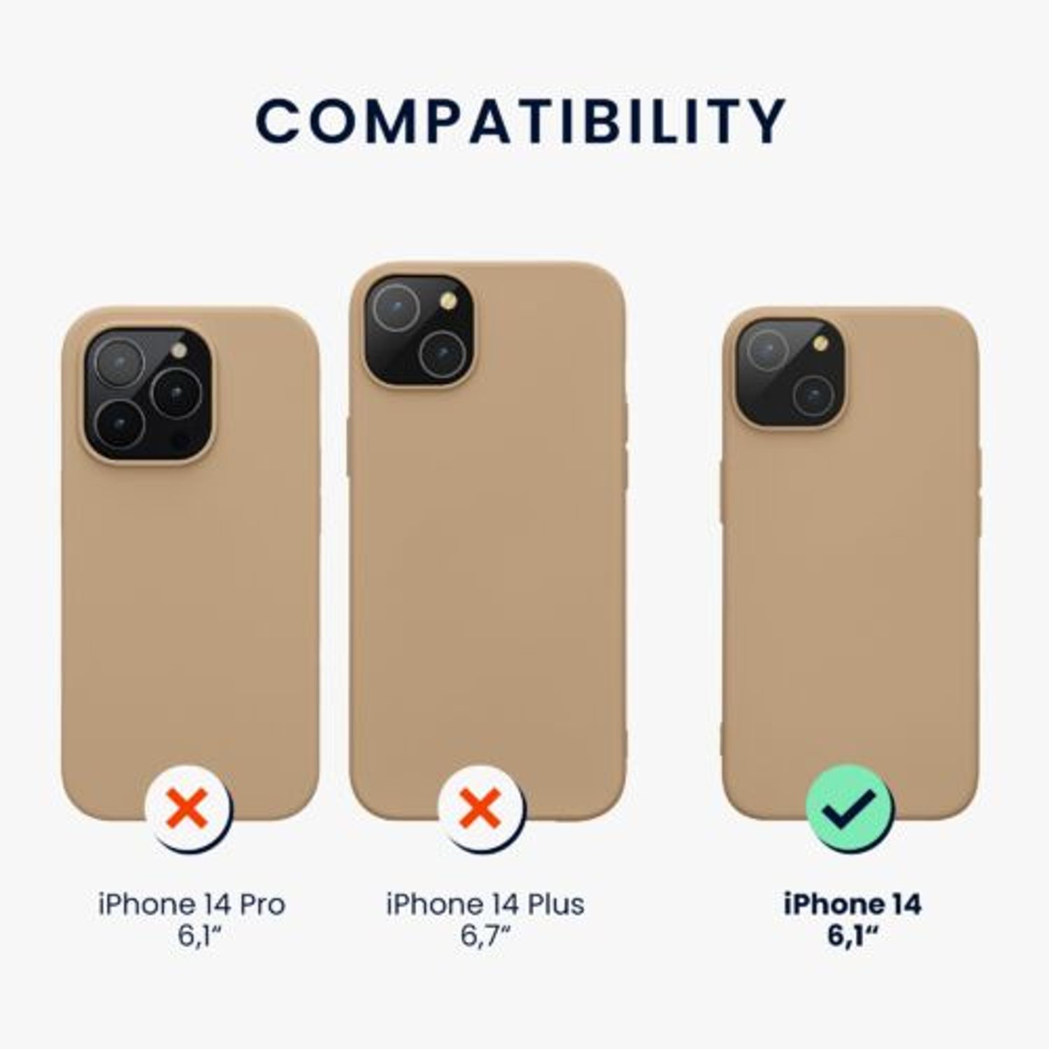 Husa Kwmobile pentru Apple iPhone 14, Silicon, Crem, 59079.154 fotografia produsului View 10 L