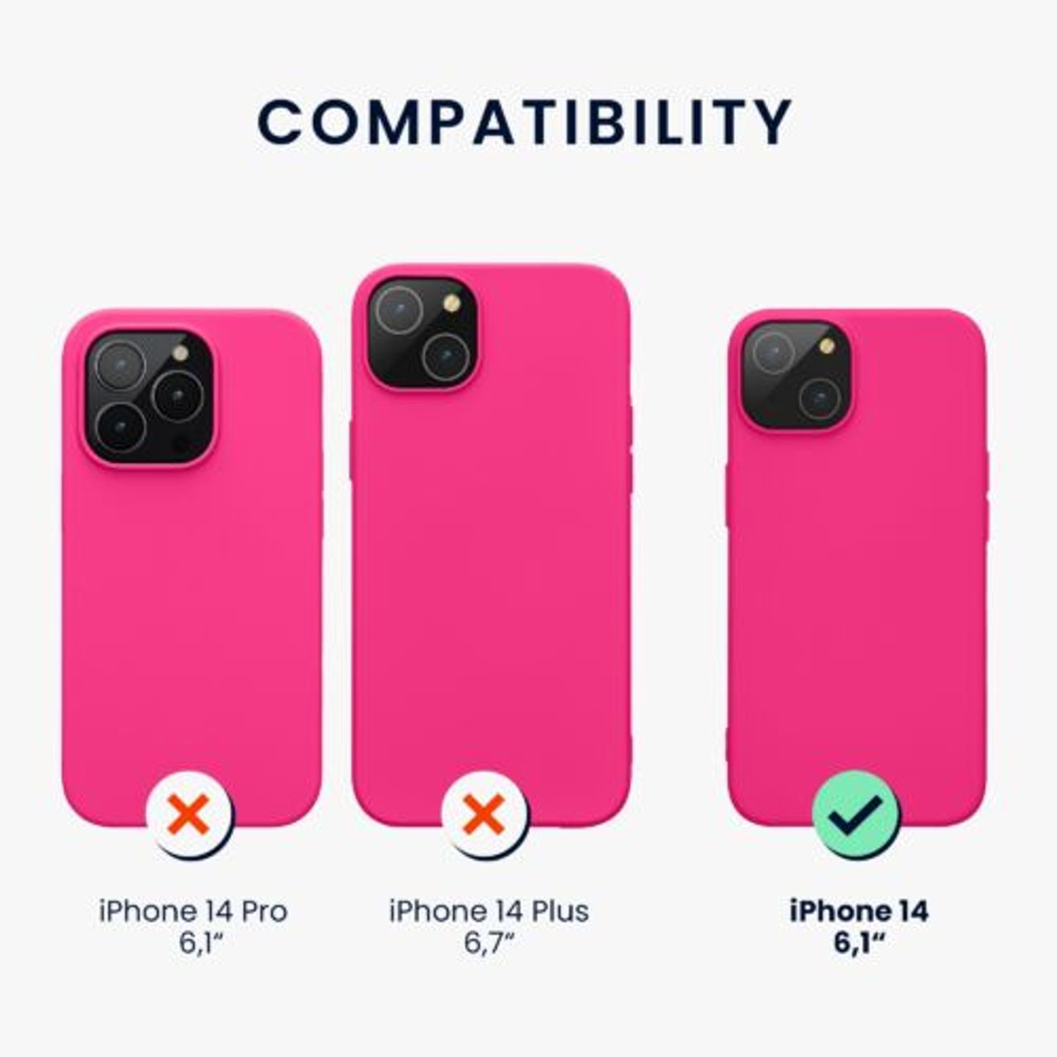 Husa Kwmobile pentru Apple iPhone 14, Silicon, Roz, 59079.77 fotografia produsului View 2 L