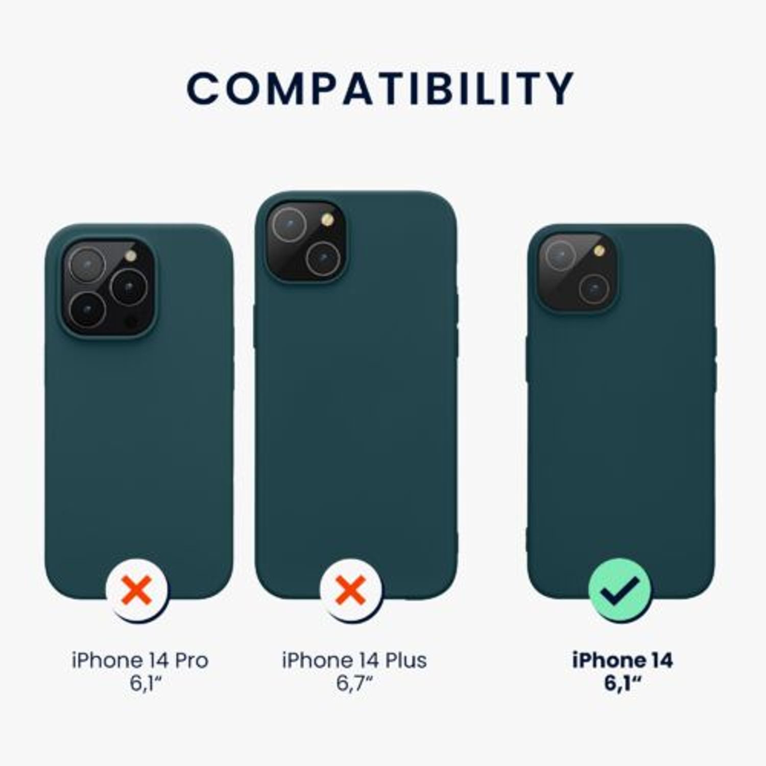 Husa Kwmobile pentru Apple iPhone 14, Silicon, Verde, 59079.57 fotografia produsului View 2 L