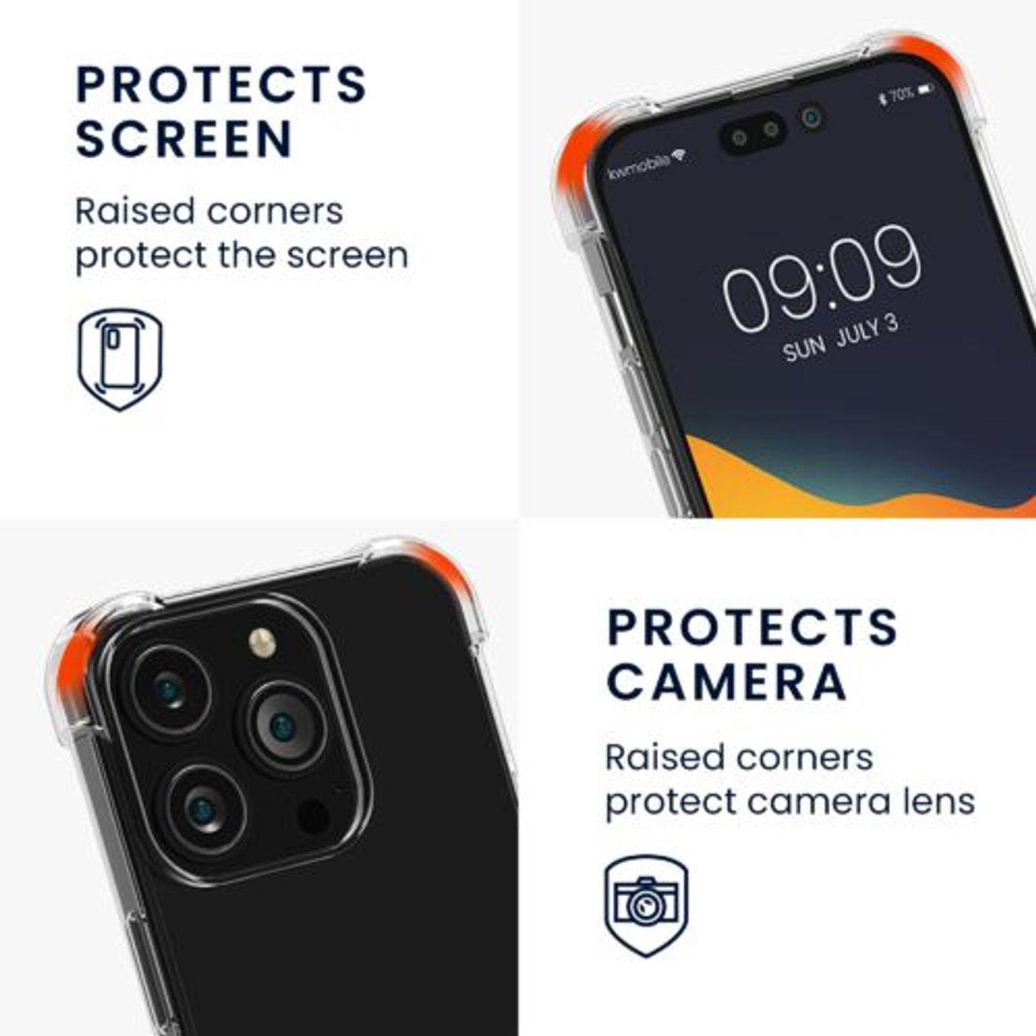 Husa Kwmobile pentru Apple iPhone 14 Pro, Silicon, Transparent/Auriu, 59104.21 fotografia produsului View 14 L