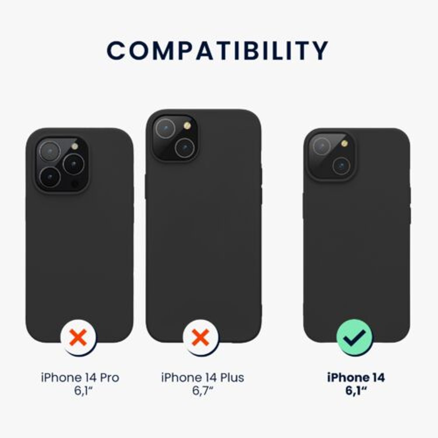 Husa Kwmobile pentru Apple iPhone 14, Silicon, Negru, 59075.47 fotografia produsului View 2 L