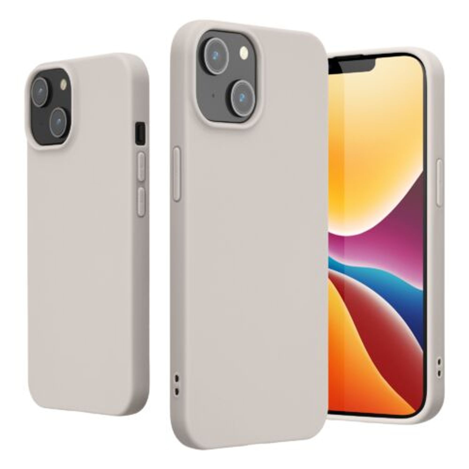 Husa Kwmobile pentru Apple iPhone 14, Silicon, Bej, 59075.96 fotografia produsului
