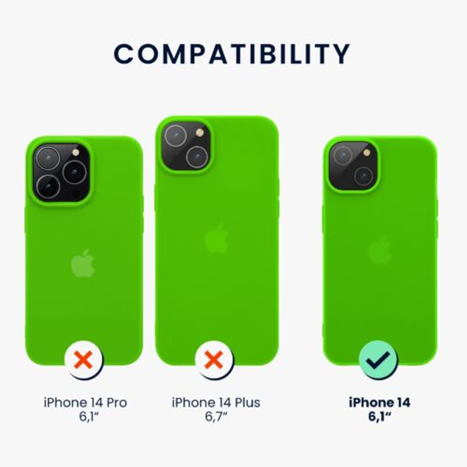 Husa Kwmobile pentru Apple iPhone 14, Silicon, Verde, 59075.44 fotografia produsului View 2 L