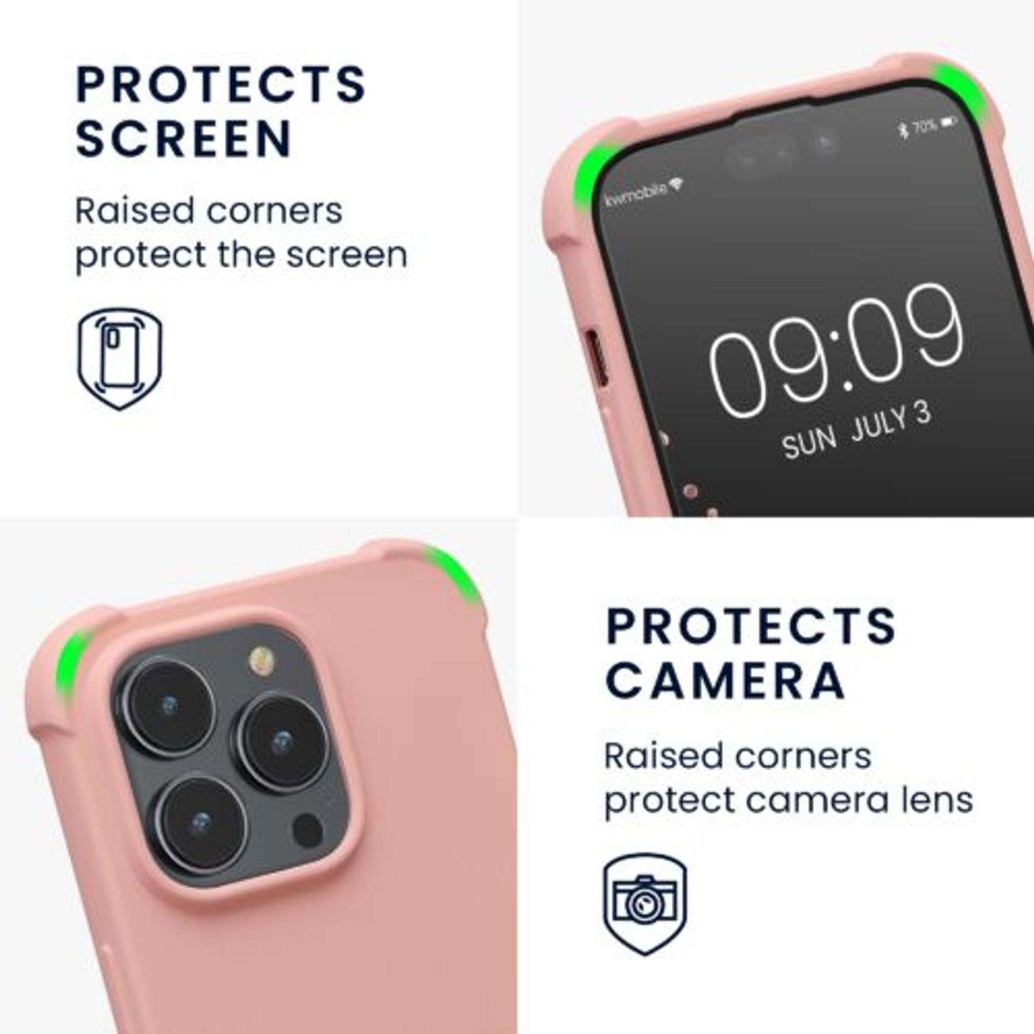 Husa Kwmobile pentru Apple iPhone 14 Pro, Silicon, Roz, 59118.154 fotografia produsului View 3 L