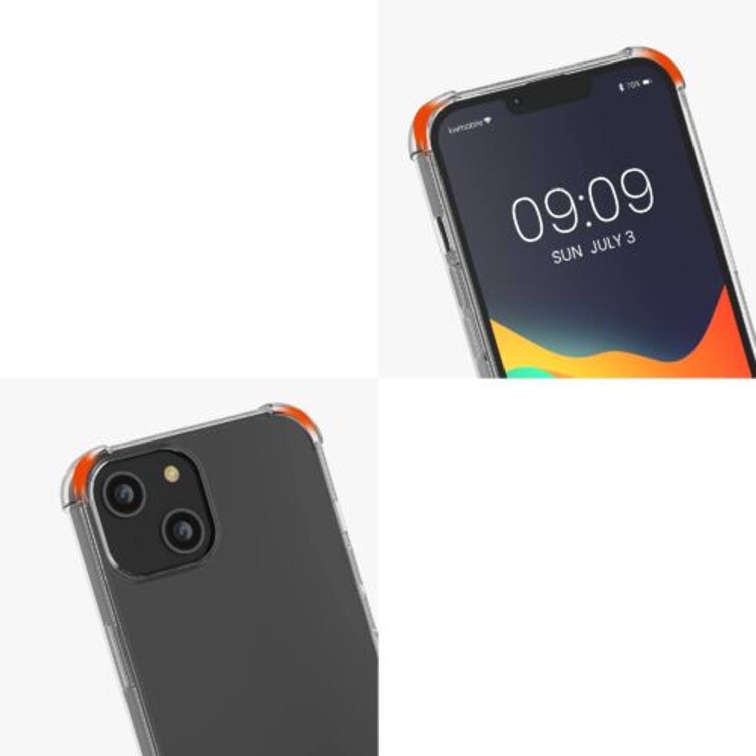 Husa Kwmobile pentru Apple iPhone 14, Silicon, Transparent/Auriu, 59108.21 fotografia produsului View 7 L
