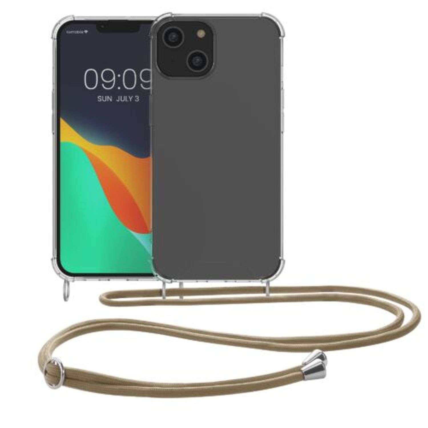 Husa Kwmobile pentru Apple iPhone 14, Silicon, Transparent/Auriu, 59108.21 fotografia produsului