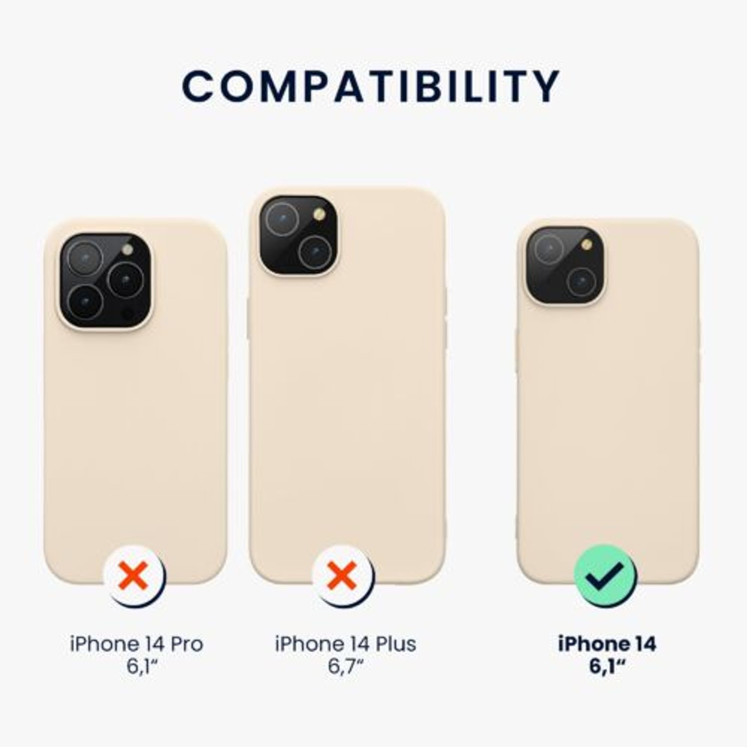 Husa Kwmobile pentru Apple iPhone 14, Silicon, Crem, 59071.16 fotografia produsului View 2 L