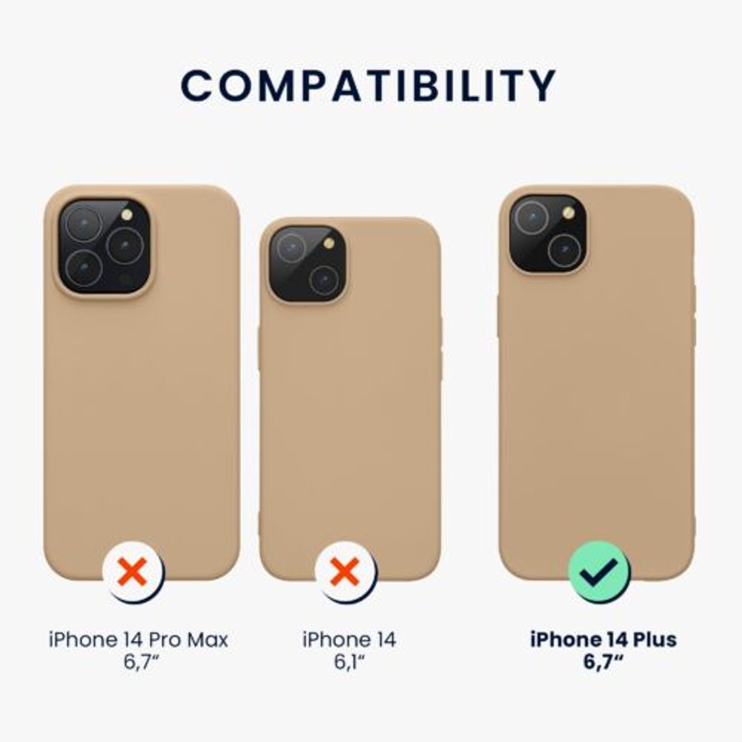 Husa Kwmobile pentru Apple iPhone 14 Plus, Silicon, Crem, 59080.154 fotografia produsului View 7 L