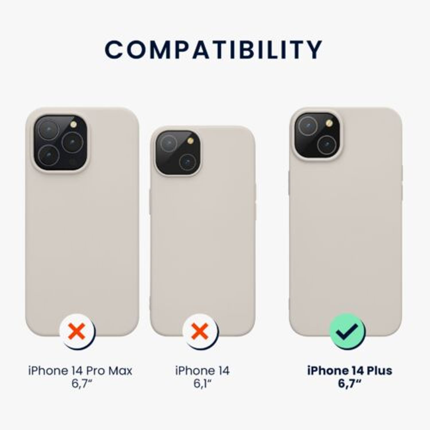 Husa Kwmobile pentru Apple iPhone 14 Plus, Silicon, Bej, 59076.96 fotografia produsului View 2 L