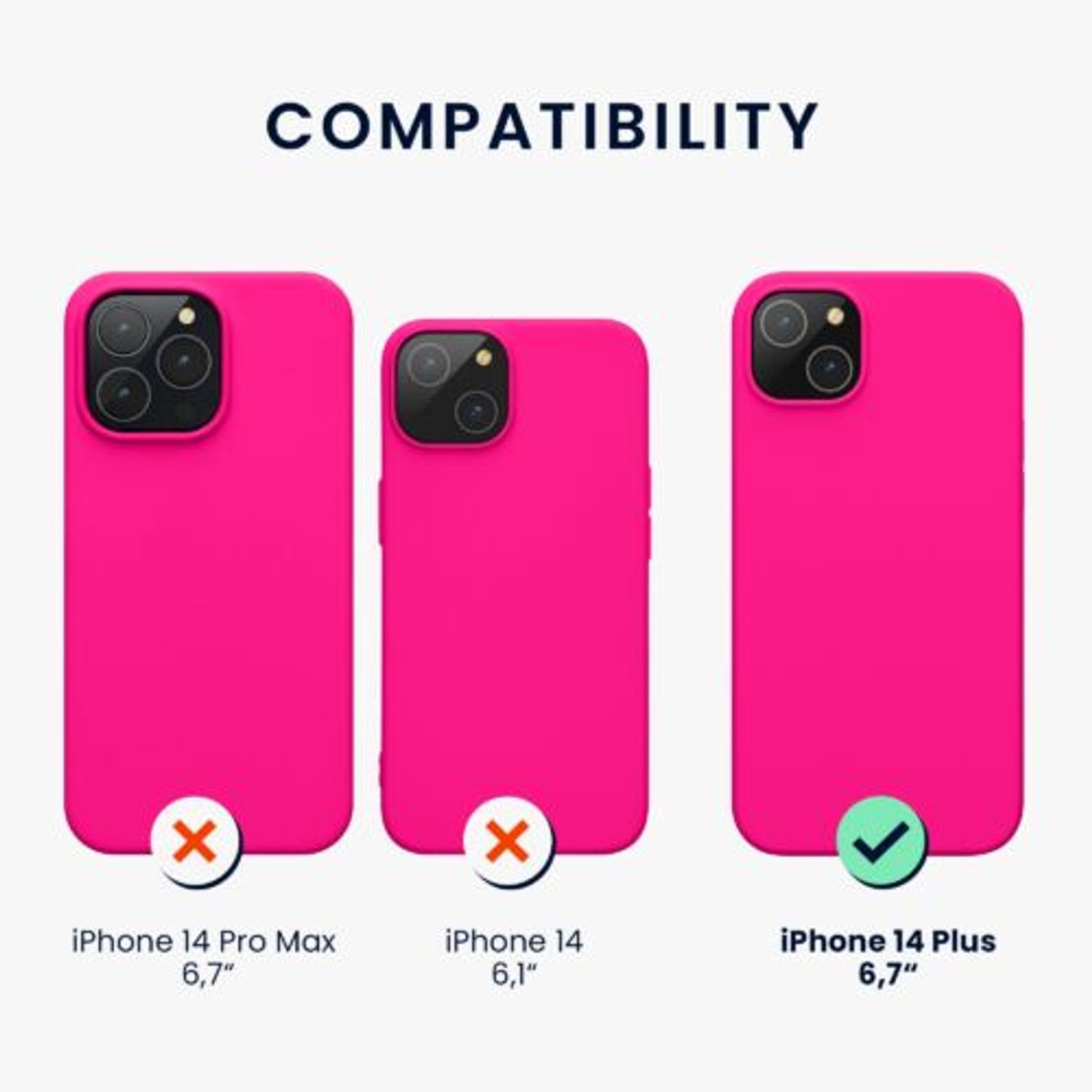 Husa Kwmobile pentru Apple iPhone 14 Plus, Silicon, Roz, 59072.77 fotografia produsului View 2 L