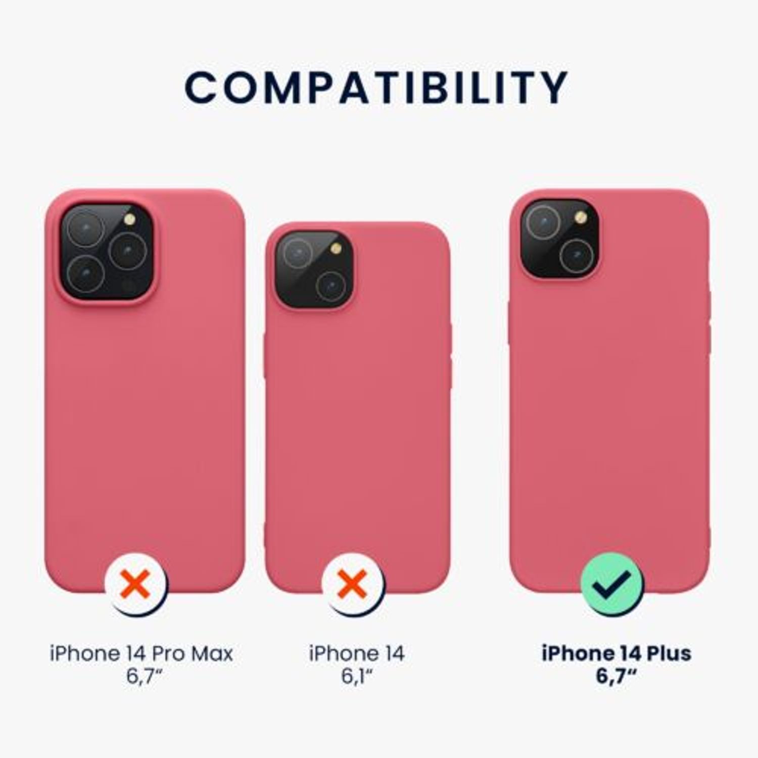 Husa Kwmobile pentru Apple iPhone 14 Plus, Silicon, Roz, 59080.212 fotografia produsului View 2 L