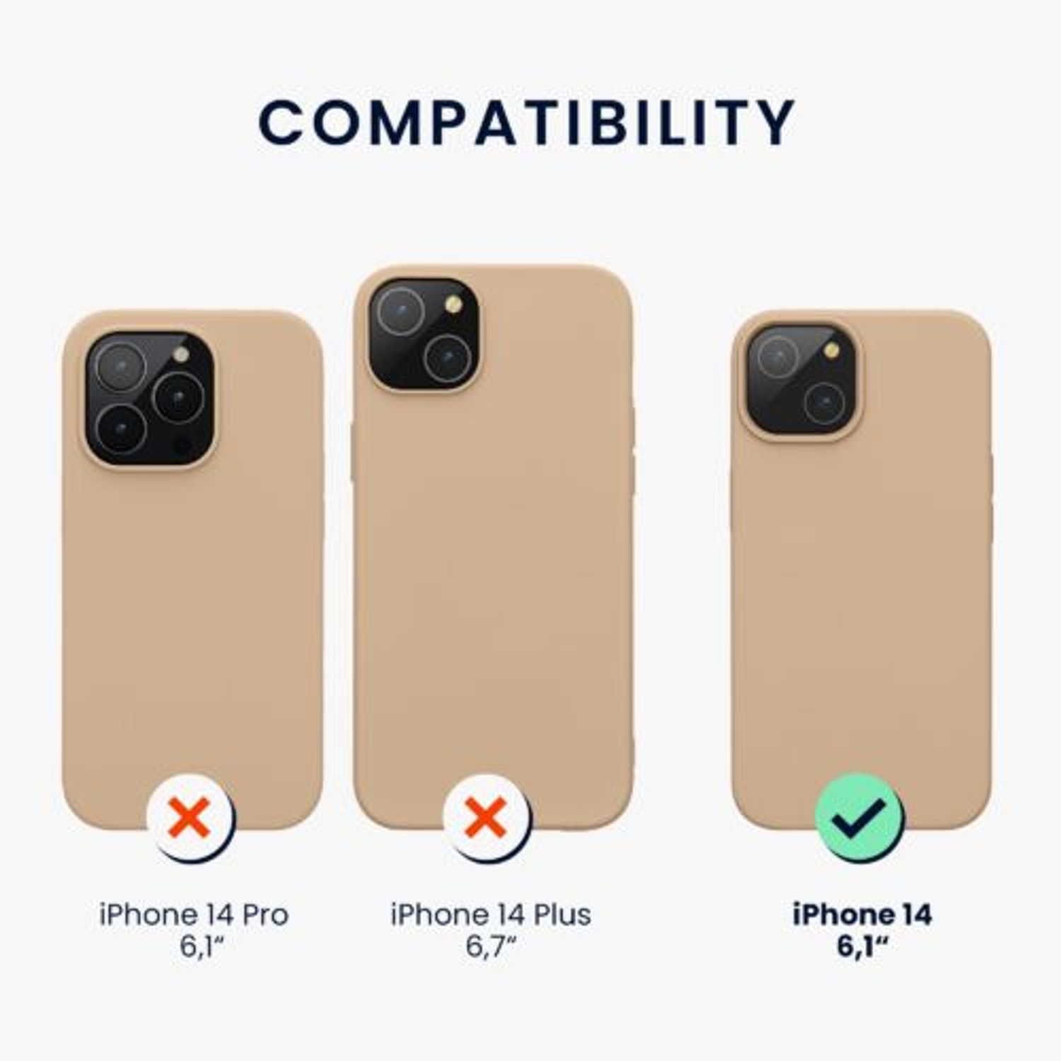 Husa Kwmobile pentru Apple iPhone 14, Silicon, Crem, 59071.154 fotografia produsului View 2 L