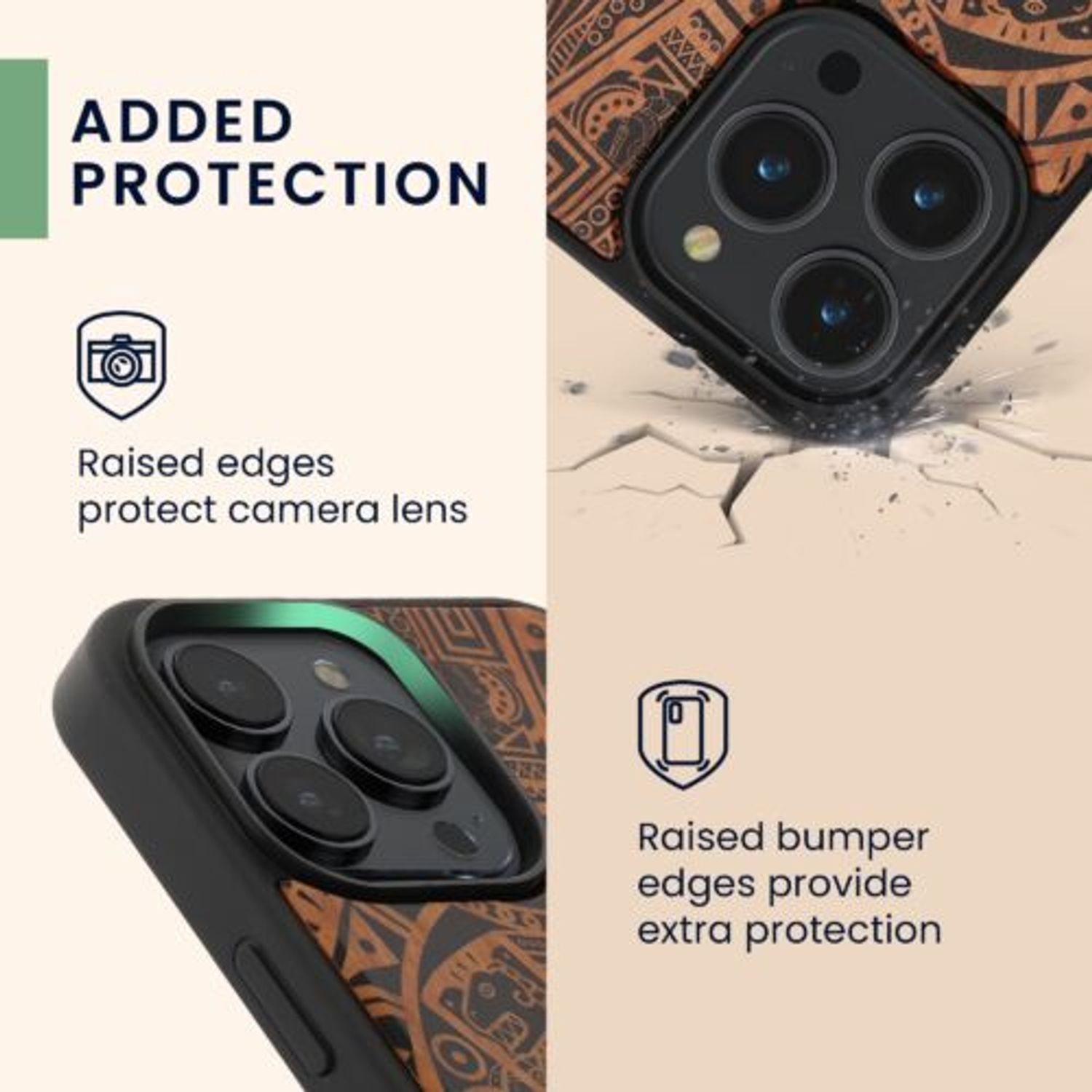 Husa Kwmobile pentru Apple iPhone 14 Pro Max, Lemn, Maro/Negru, 59127.02 fotografia produsului View 4 L