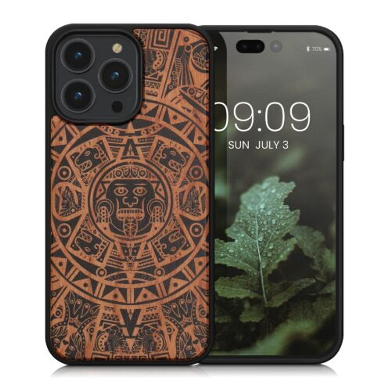 Husa Kwmobile pentru Apple iPhone 14 Pro Max, Lemn, Maro/Negru, 59127.02 fotografia produsului