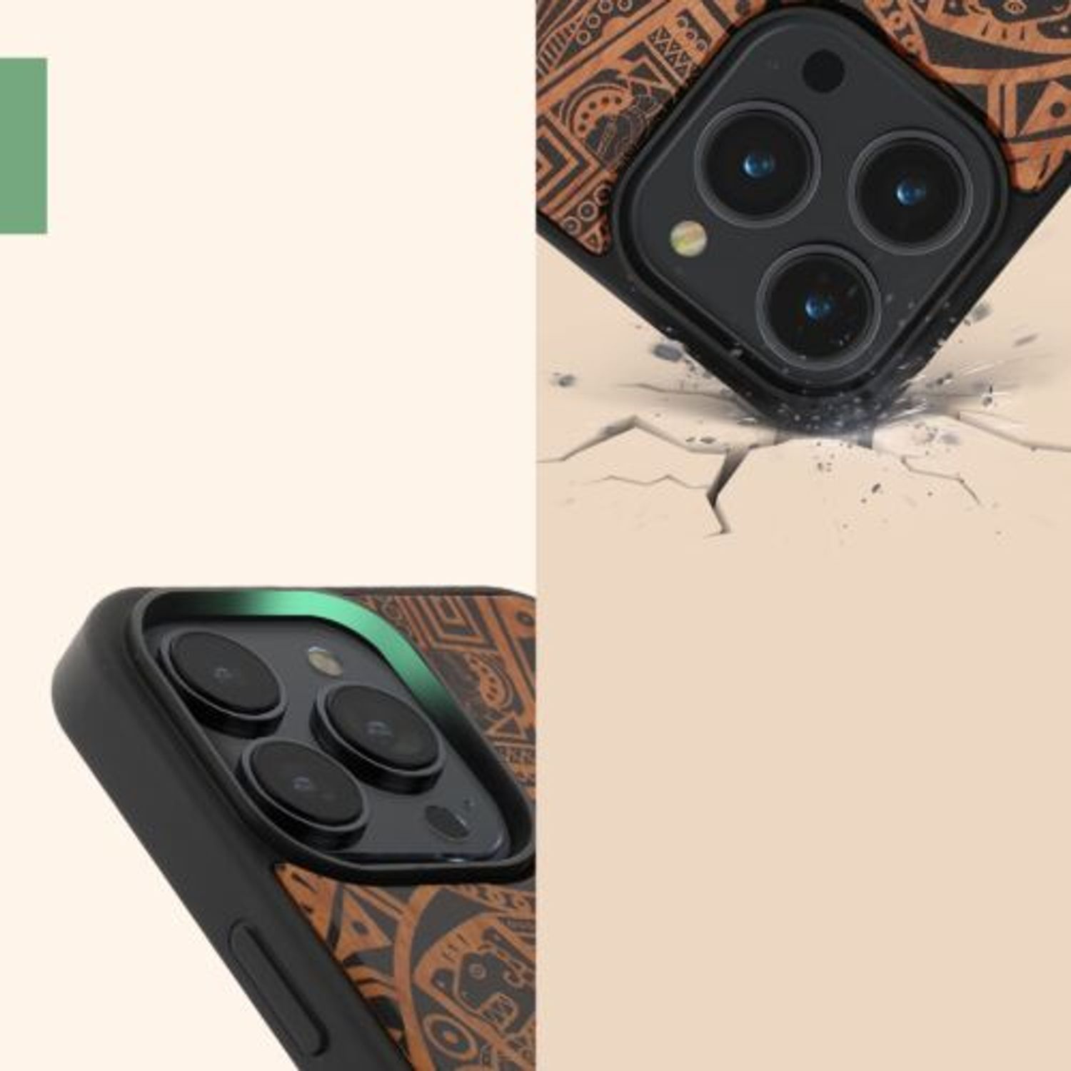 Husa Kwmobile pentru Apple iPhone 14 Pro Max, Lemn, Maro/Negru, 59127.02 fotografia produsului View 8 L