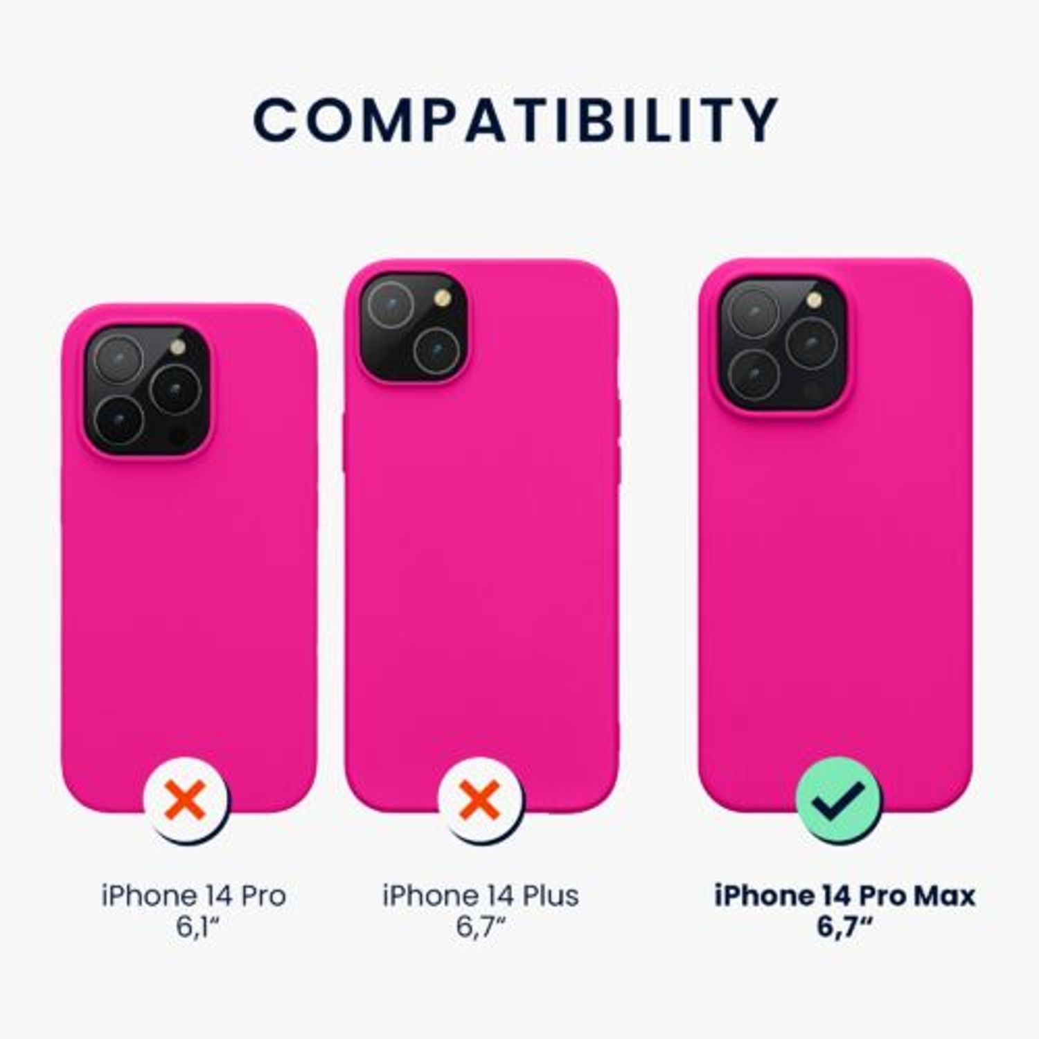 Husa Kwmobile pentru Apple iPhone 14 Pro Max, Silicon, Roz, 59074.77 fotografia produsului View 2 L