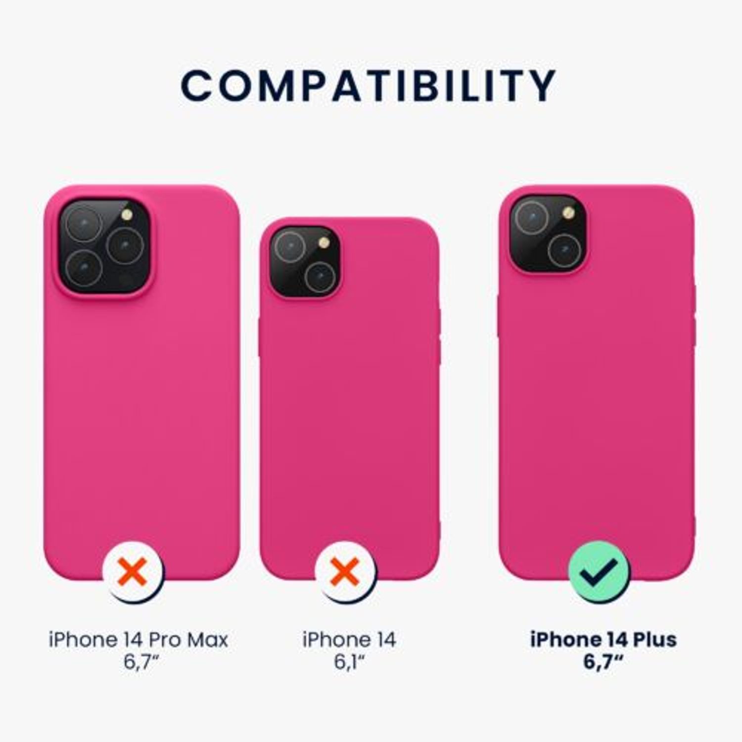 Husa Kwmobile pentru Apple iPhone 14 Plus, Silicon, Roz, 59076.77 fotografia produsului View 2 L