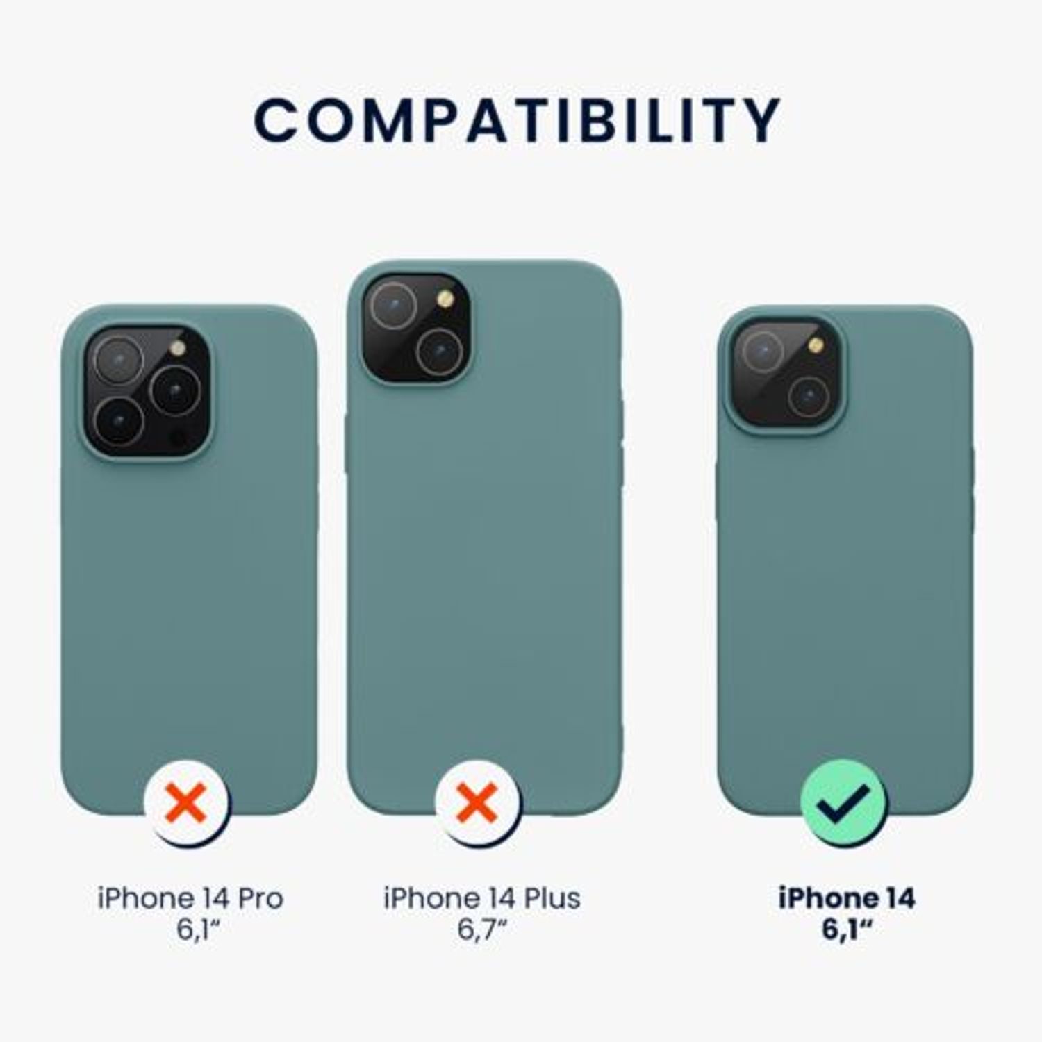 Husa Kwmobile pentru Apple iPhone 14, Silicon, Verde, 59071.207 fotografia produsului View 2 L