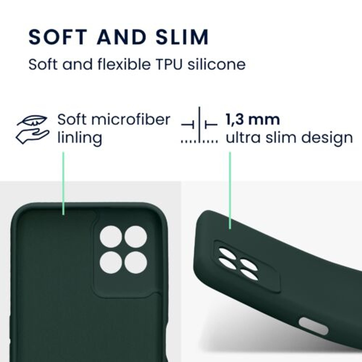 Husa Kwmobile pentru Realme 8i, Silicon, Verde, 58293.169 fotografia produsului View 4 L