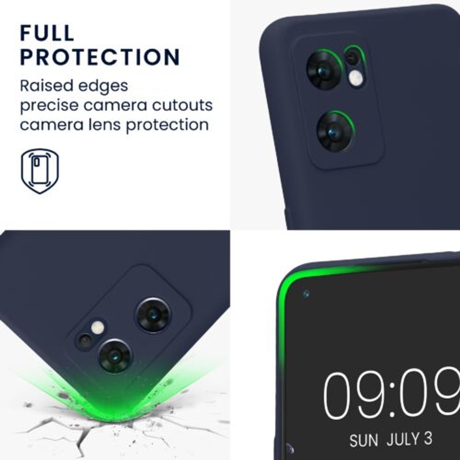 Husa Kwmobile pentru OPPO Find X5 Lite, Silicon, Albastru, 57633.186 fotografia produsului View 3 L