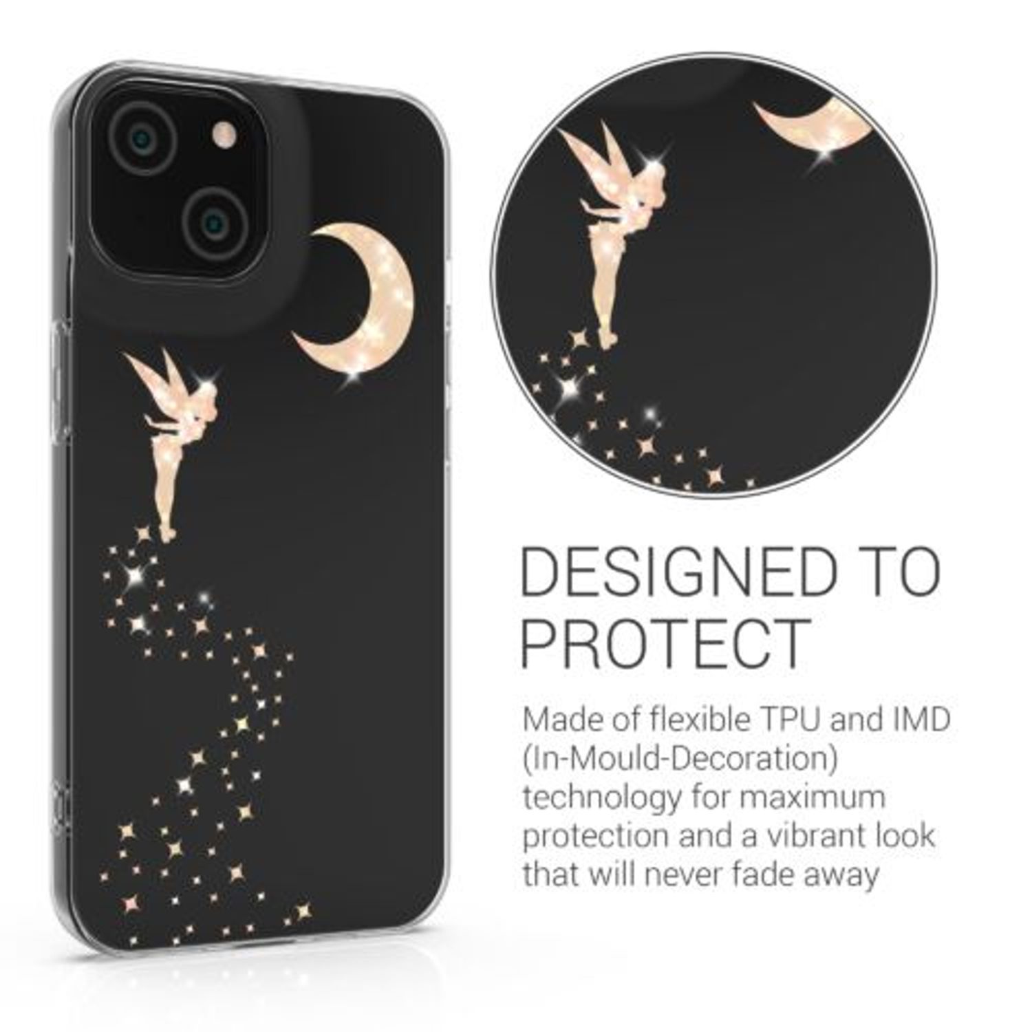 Husa Kwmobile pentru Apple iPhone 14, Silicon, Transparent/Auriu, 59204.02 fotografia produsului View 6 L