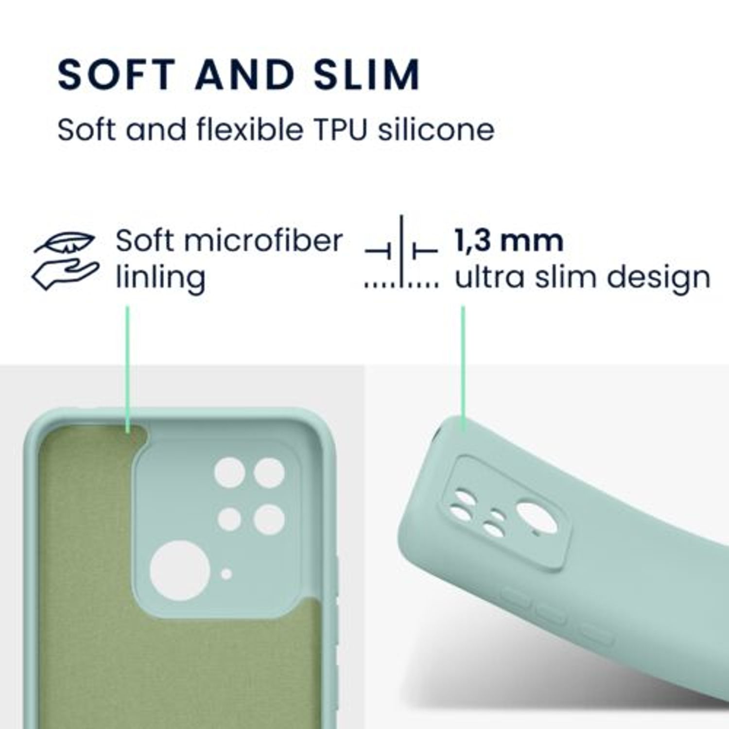Husa Kwmobile pentru Xiaomi Redmi 10C, Silicon, Verde, 59229.200 fotografia produsului View 2 L