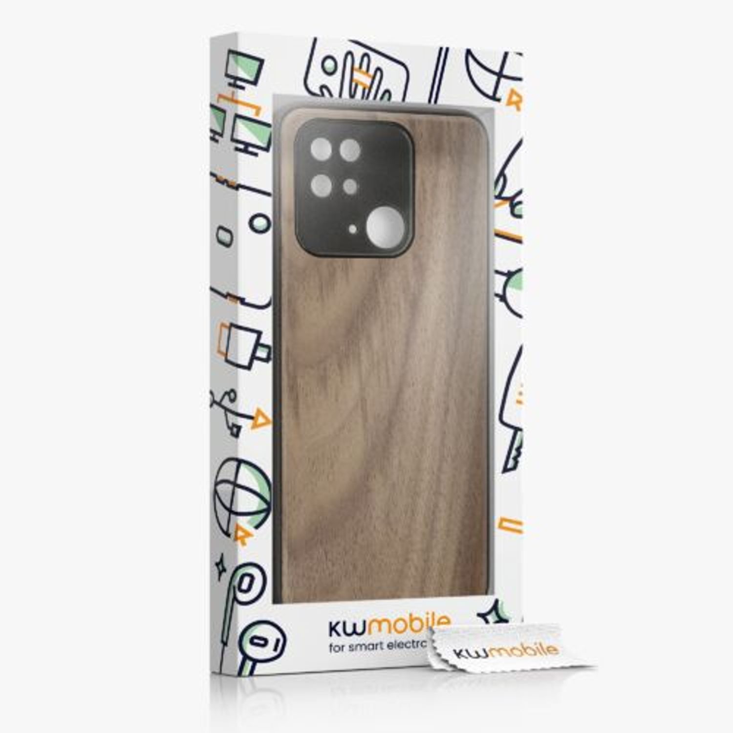 Husa Kwmobile pentru Xiaomi Redmi 10C, Lemn, Maro, 59235.18 fotografia produsului View 3 L