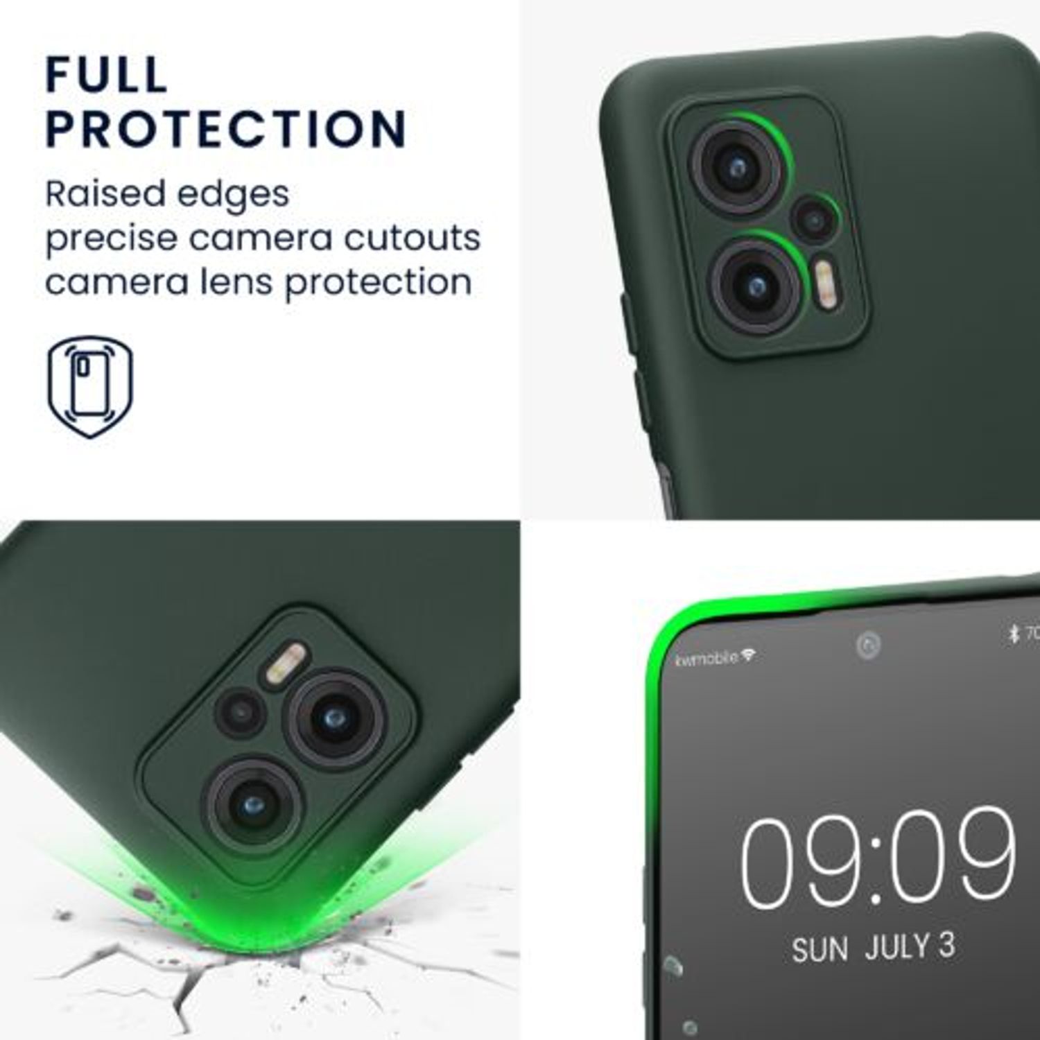 Husa Kwmobile pentru Xiaomi Poco X4 GT, Silicon, Verde, 59248.169 fotografia produsului View 3 L