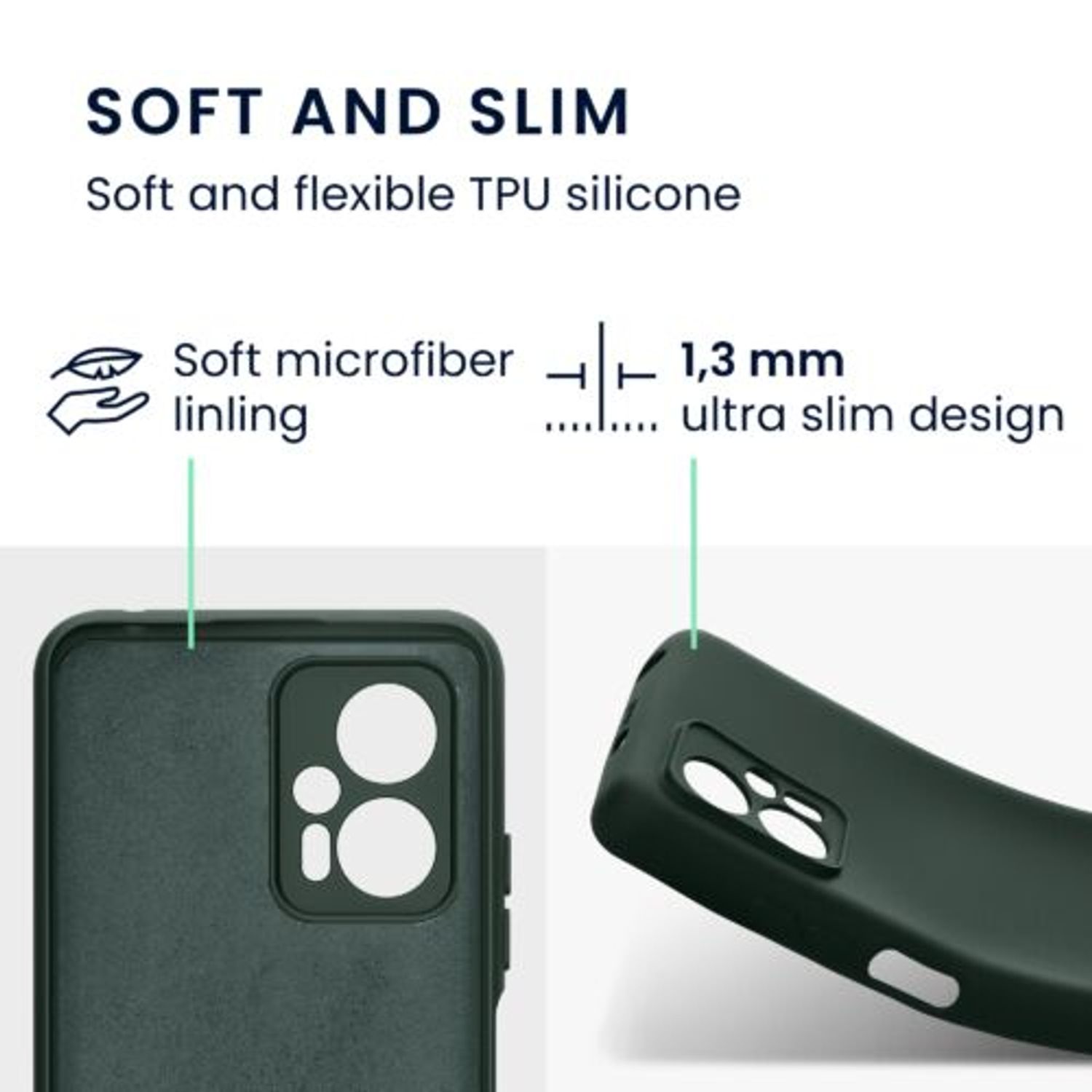 Husa Kwmobile pentru Xiaomi Poco X4 GT, Silicon, Verde, 59248.169 fotografia produsului View 2 L