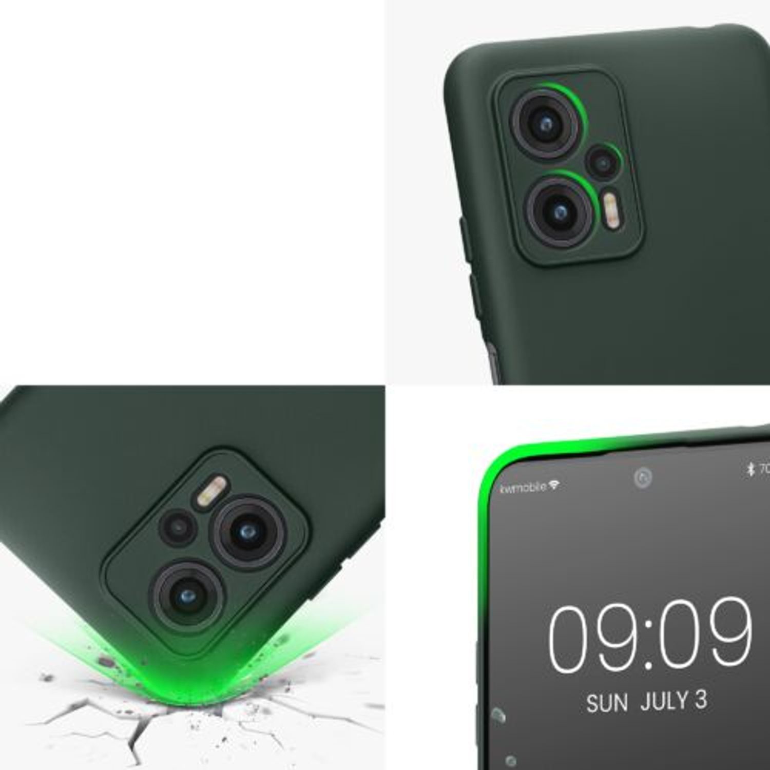 Husa Kwmobile pentru Xiaomi Poco X4 GT, Silicon, Verde, 59248.169 fotografia produsului View 7 L