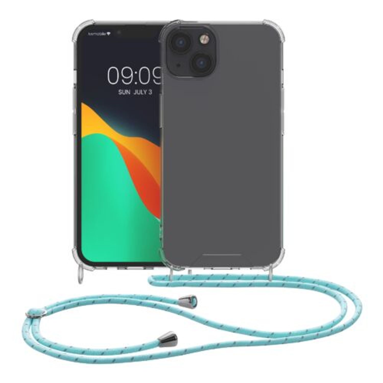 Husa Kwmobile pentru Apple iPhone 13, Silicon, Transparent/Verde, 55949.23 fotografia produsului