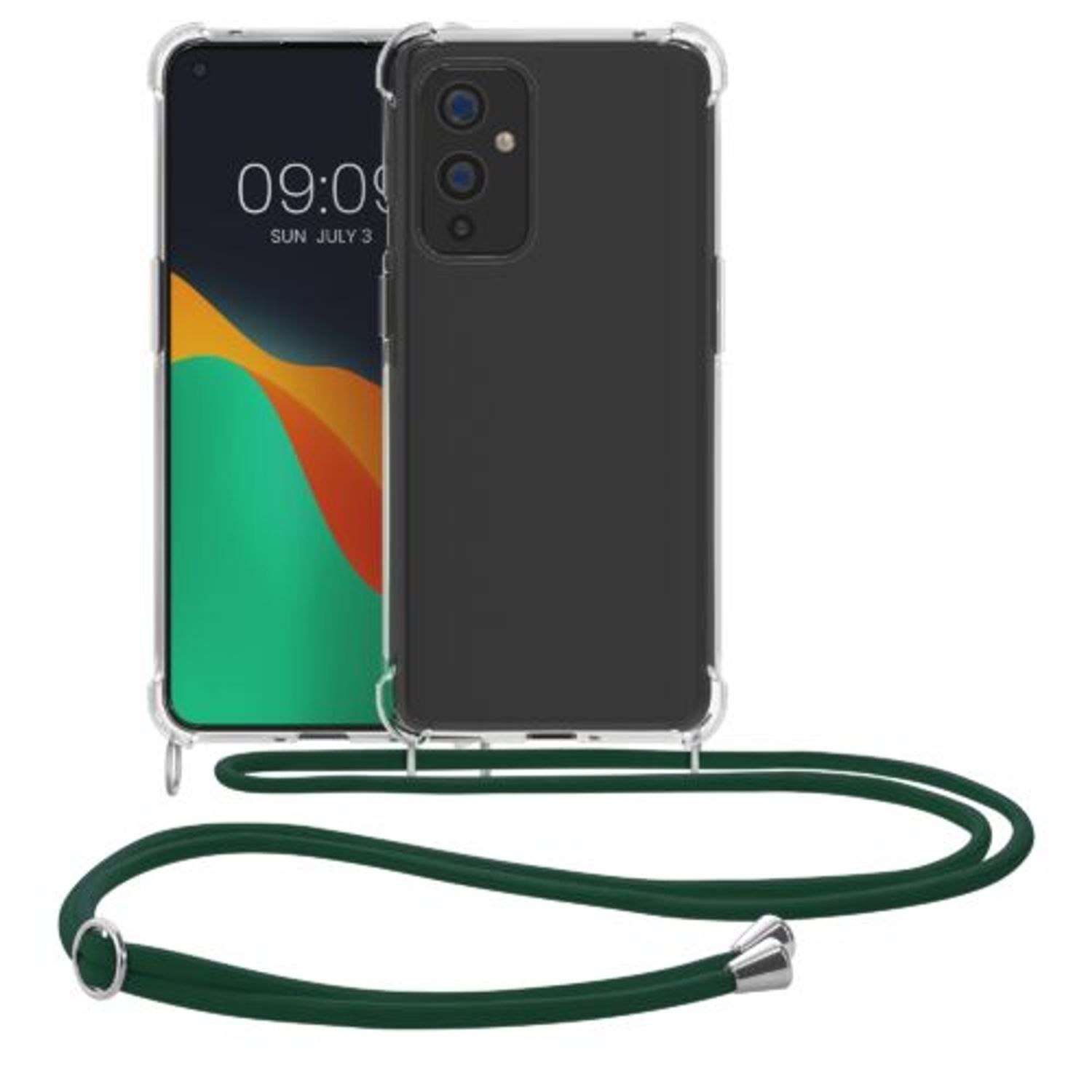 Husa Kwmobile pentru OnePlus 9, Silicon, Transparent/Verde, 54436.80 fotografia produsului