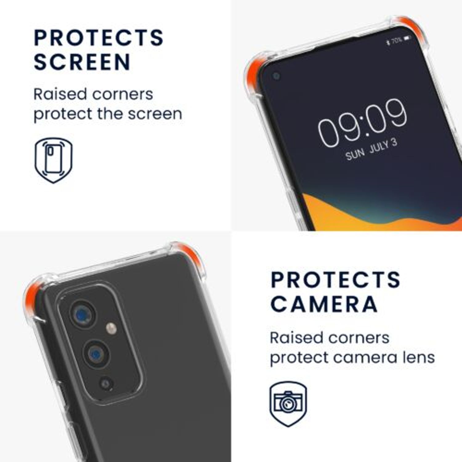 Husa Kwmobile pentru OnePlus 9, Silicon, Transparent/Verde, 54436.80 fotografia produsului View 3 L