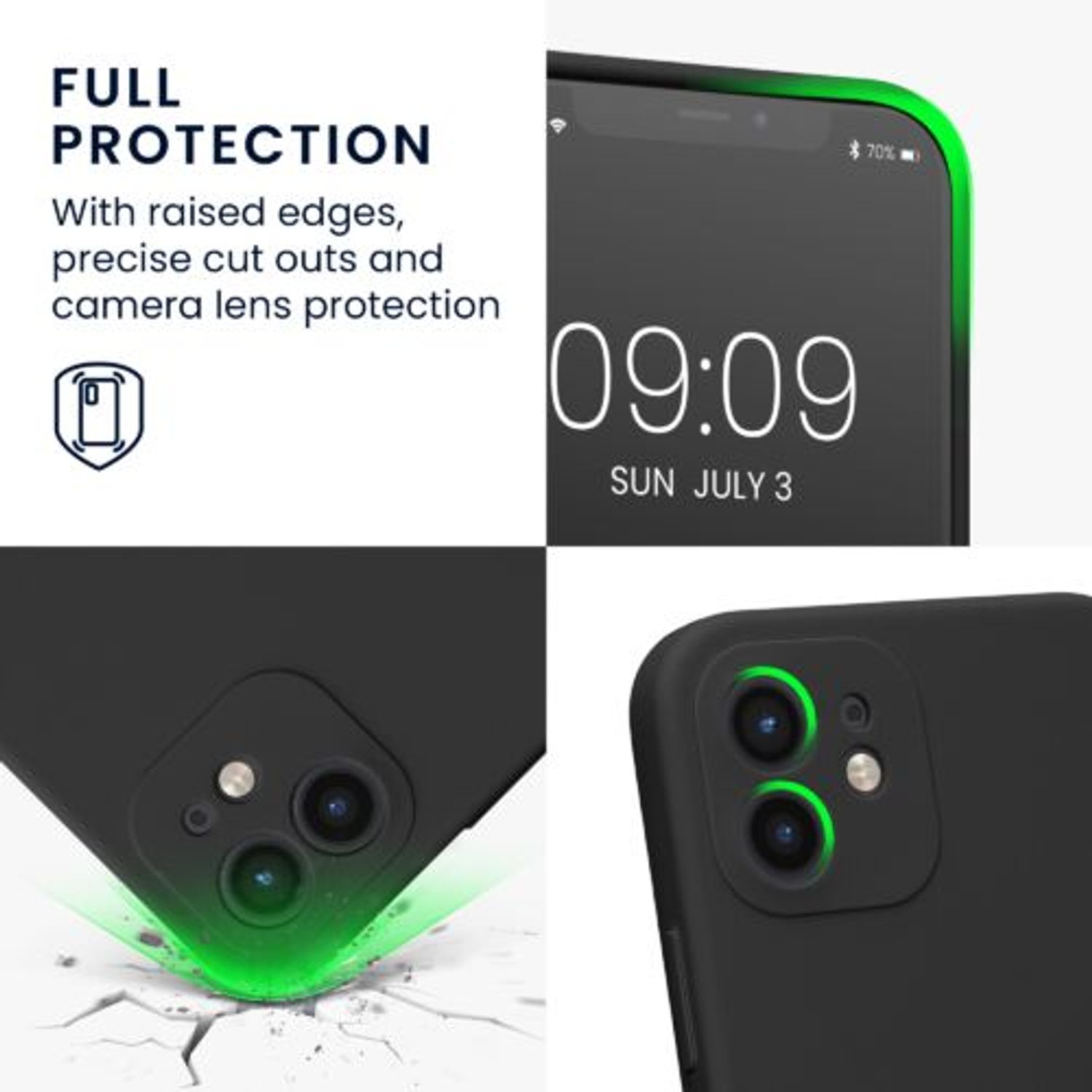 Husa Kwmobile pentru Apple iPhone 12/iPhone 12 Pro, Silicon, Negru, 59351.01 fotografia produsului View 3 L