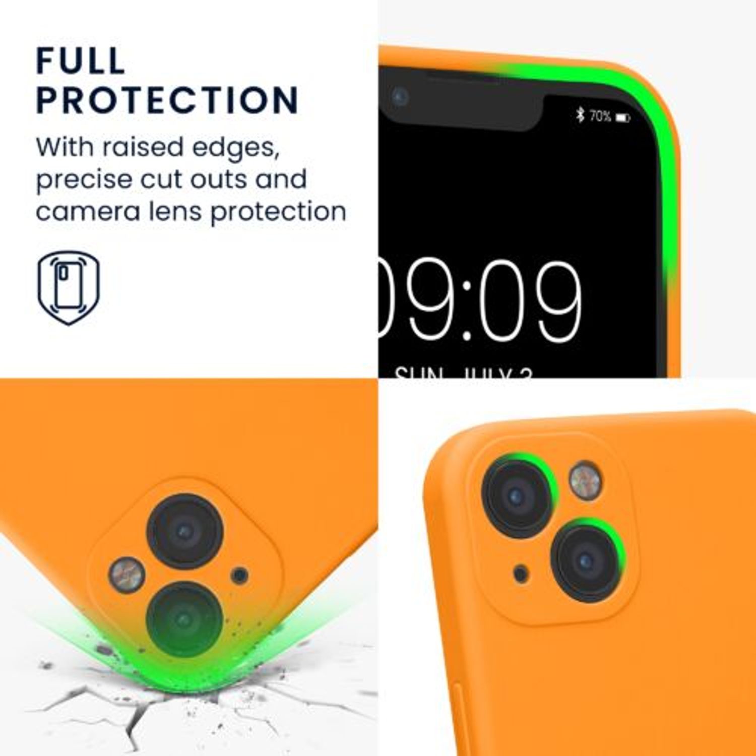 Husa Kwmobile pentru Apple iPhone 13, Silicon, Portocaliu, 59359.150 fotografia produsului View 3 L