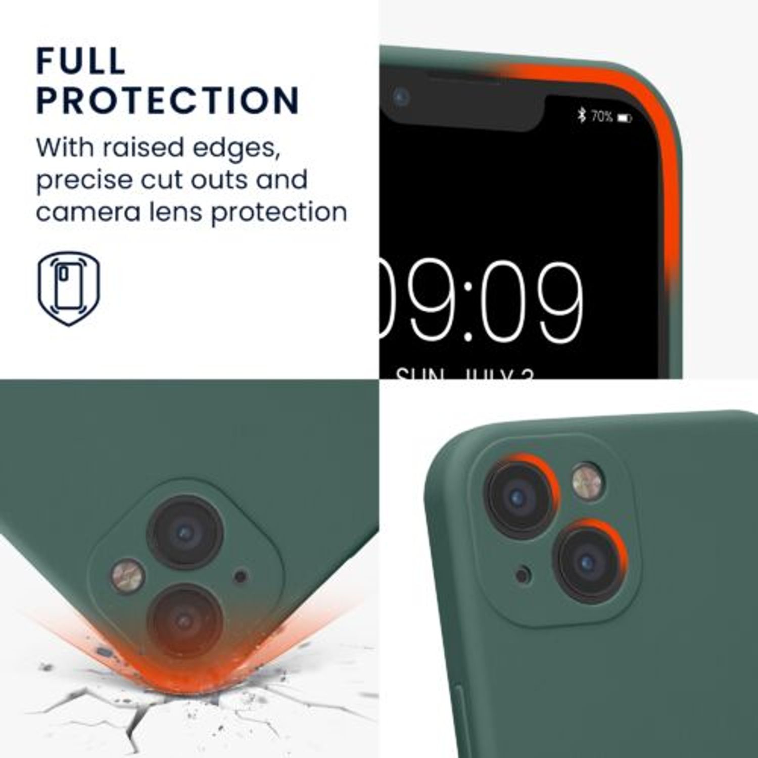 Husa Kwmobile pentru Apple iPhone 13, Silicon, Verde, 59359.166 fotografia produsului View 3 L