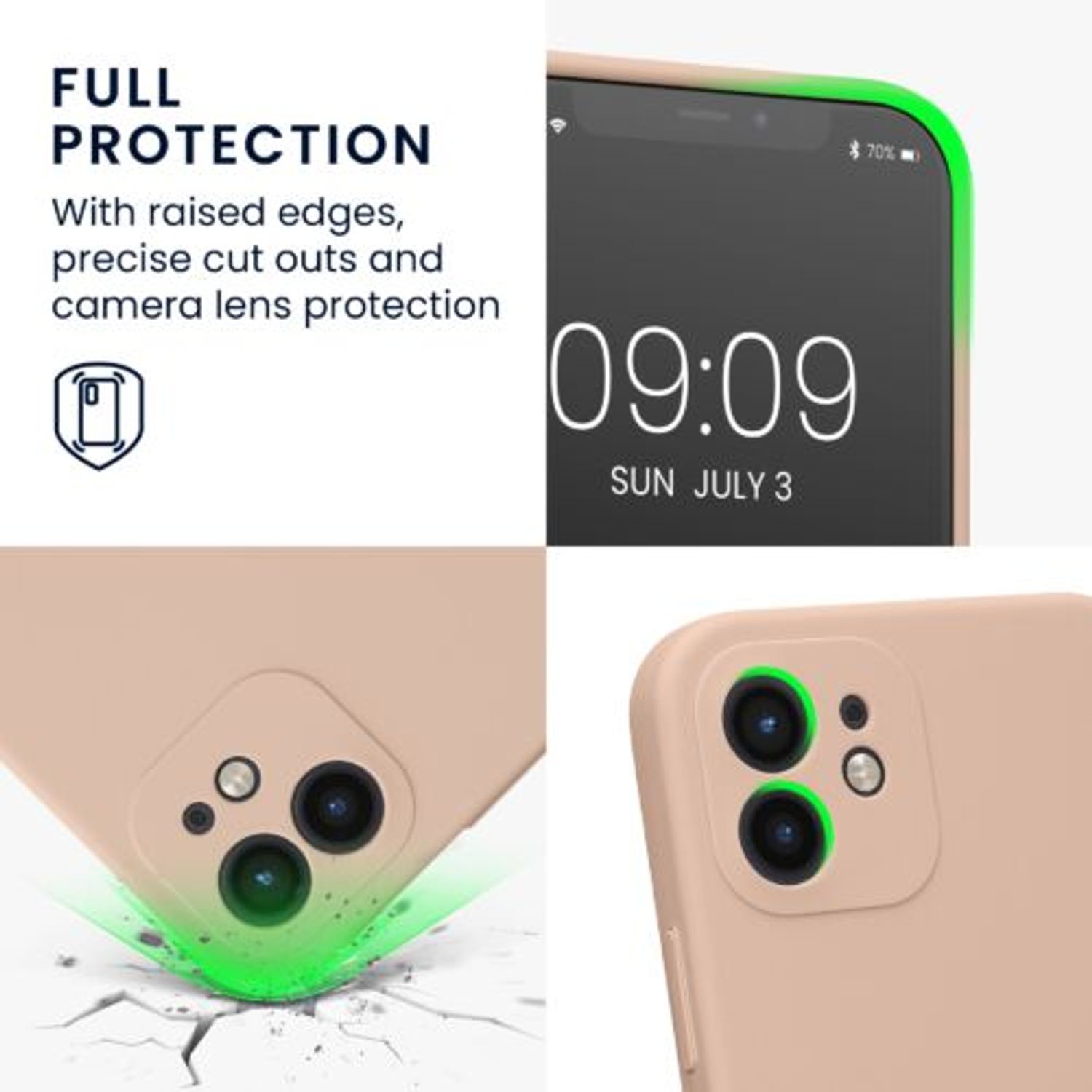 Husa Kwmobile pentru Apple iPhone 12/iPhone 12 Pro, Silicon, Crem, 59351.225 fotografia produsului View 3 L