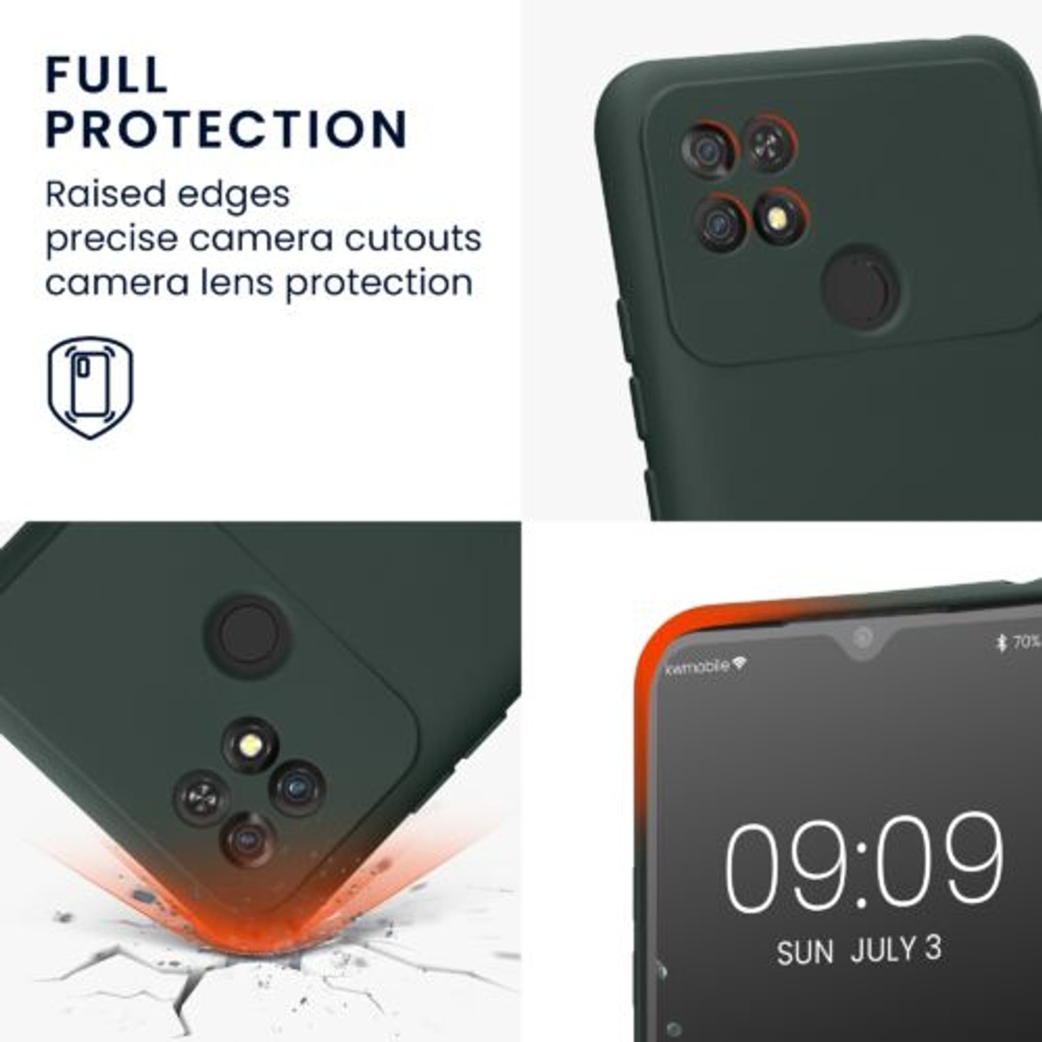 Husa Kwmobile pentru Xiaomi Poco C40, Silicon, Verde, 59394.169 fotografia produsului View 3 L