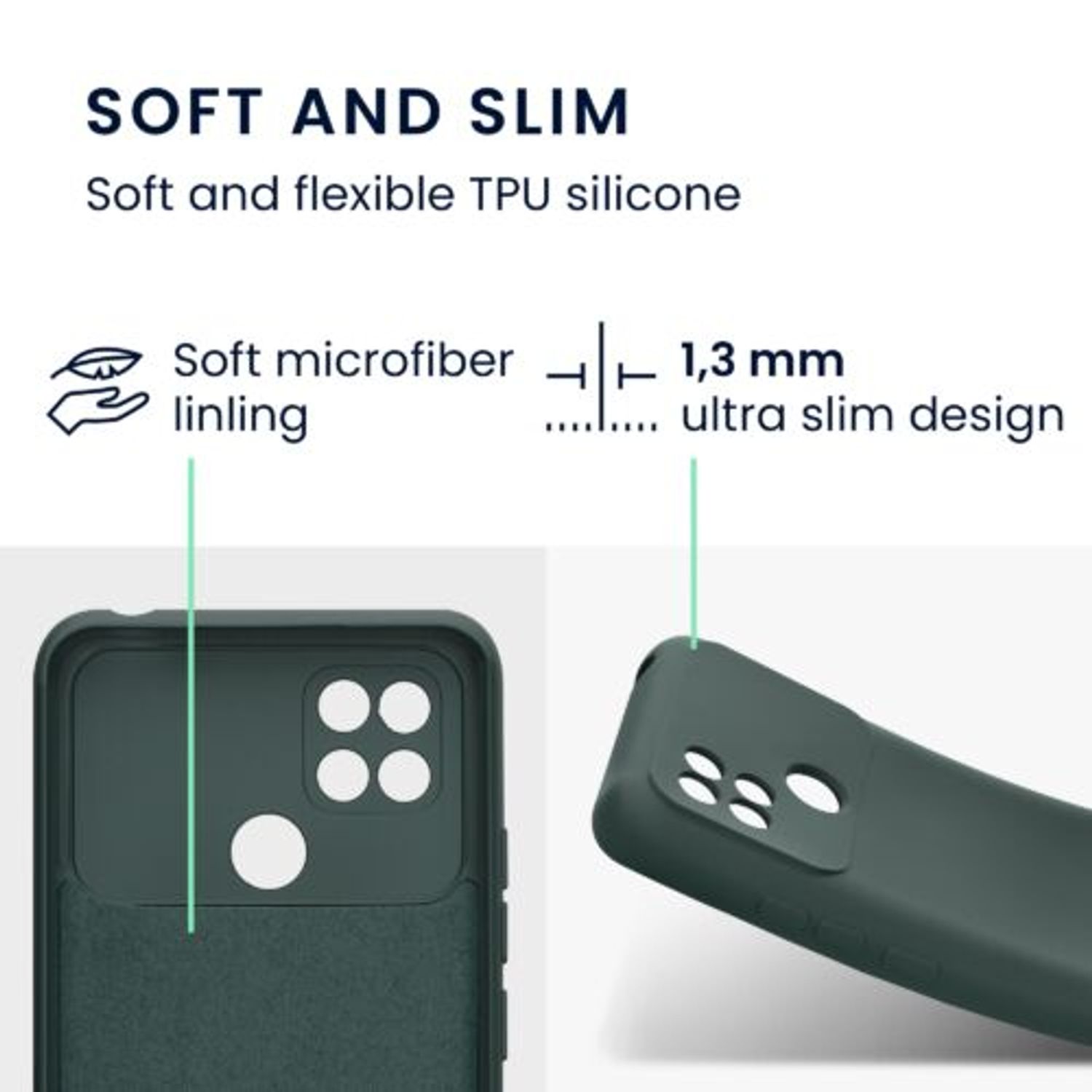 Husa Kwmobile pentru Xiaomi Poco C40, Silicon, Verde, 59394.169 fotografia produsului View 2 L