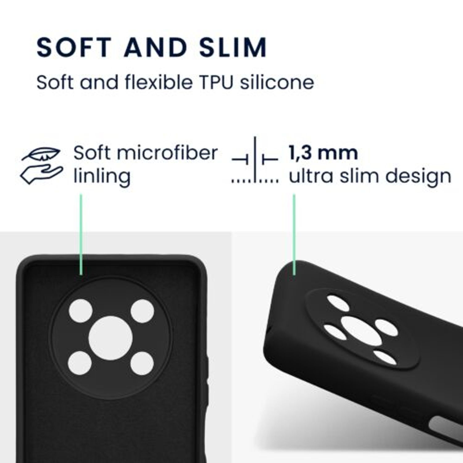 Husa Kwmobile pentru Honor Magic 4 Lite 5G, Silicon, Negru, 59335.01 fotografia produsului View 7 L