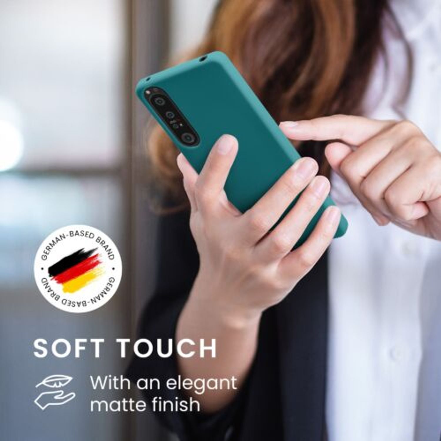 Husa Kwmobile pentru Sony Xperia 1 IV, Silicon, Verde, 58661.57 fotografia produsului View 4 L