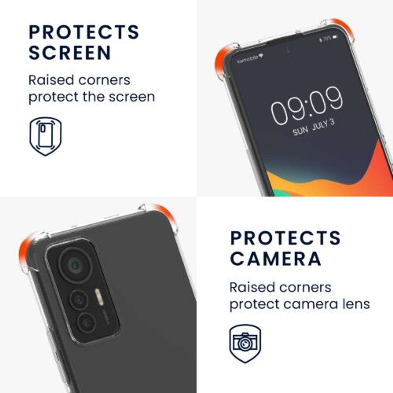 Husa Kwmobile pentru Xiaomi 12 Lite, Silicon, Transparent/Negru, 59406.01 fotografia produsului View 3 L