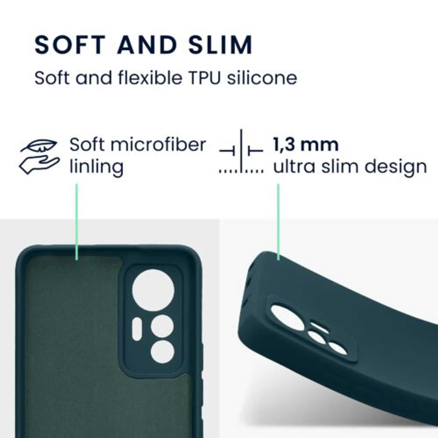 Husa Kwmobile pentru Xiaomi 12 Lite, Silicon, Verde, 59405.57 fotografia produsului View 2 L