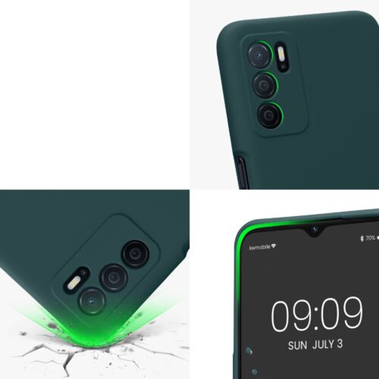 Husa Kwmobile pentru OPPO A16/A16s, Silicon, Verde, 57572.57 fotografia produsului View 7 L